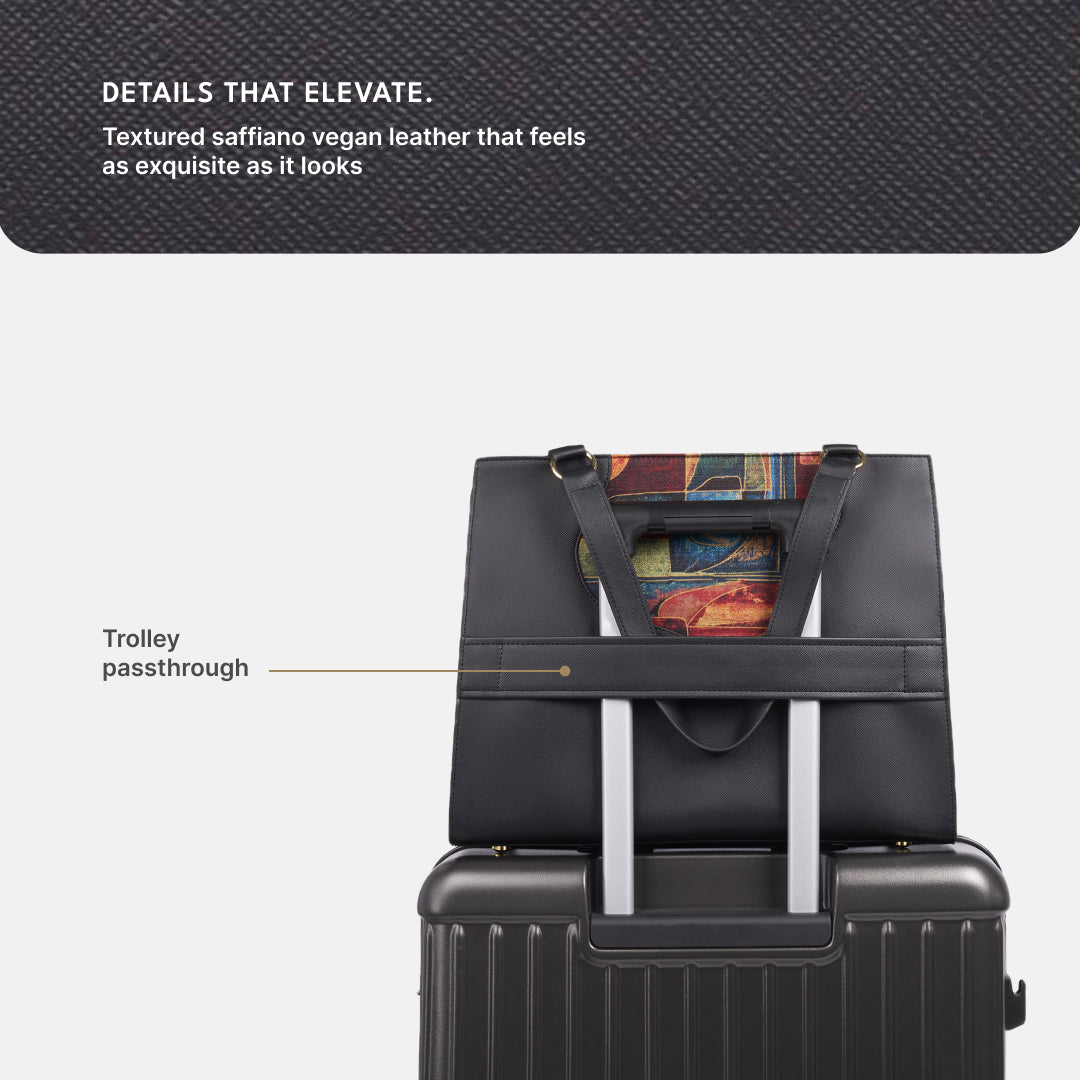 Sapphire Kanak Office Bag (Black Saffiano)