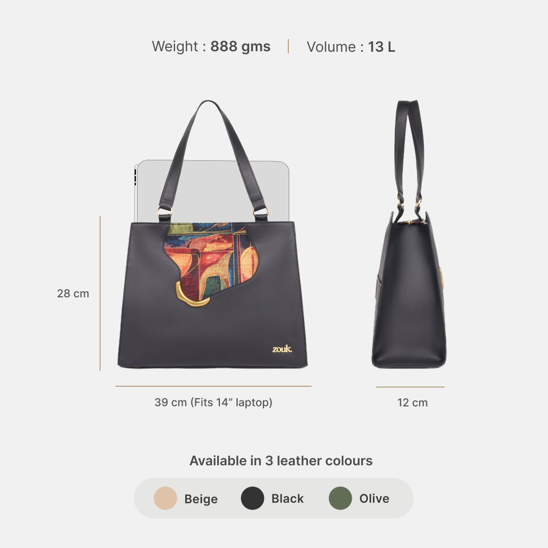 Sapphire Kanak Office Bag (Black Saffiano)