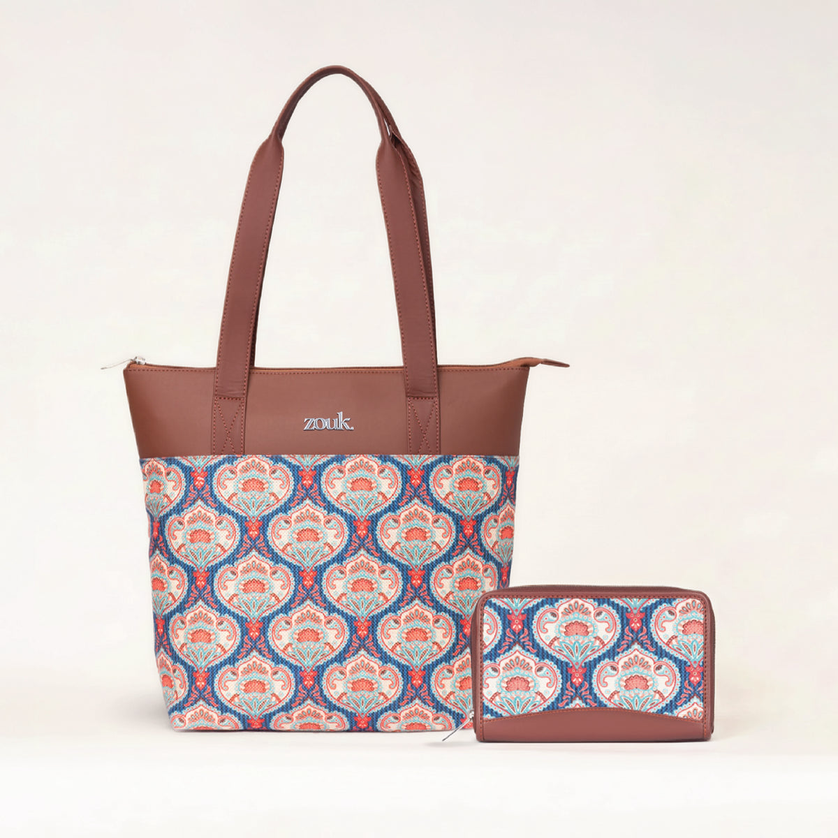 Kovil Blue Everyday Tote Bag & Chain Wallet Combo