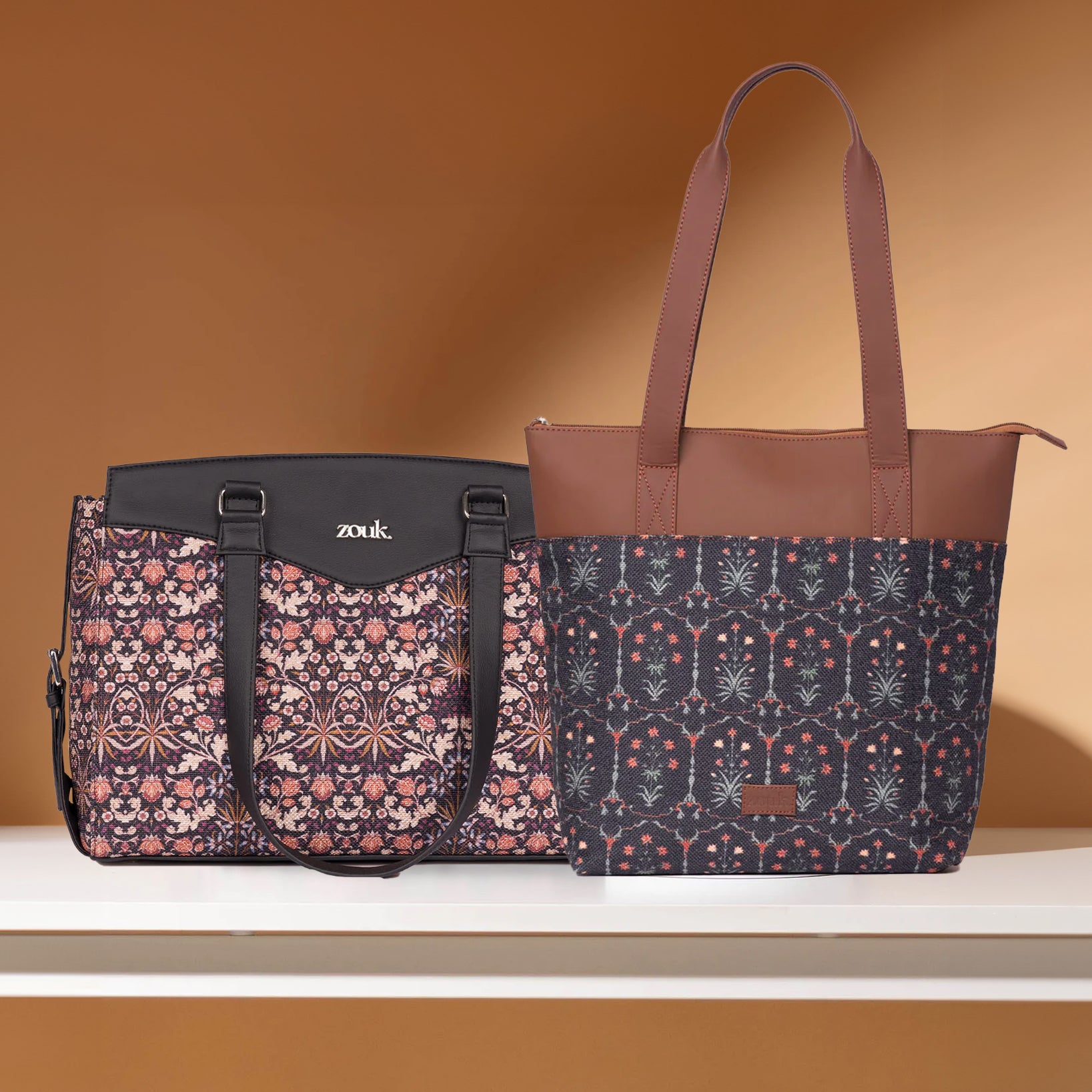 Kashmir Blooms & Taj Guldasta - Women's Work Bag & Everyday Tote Combo