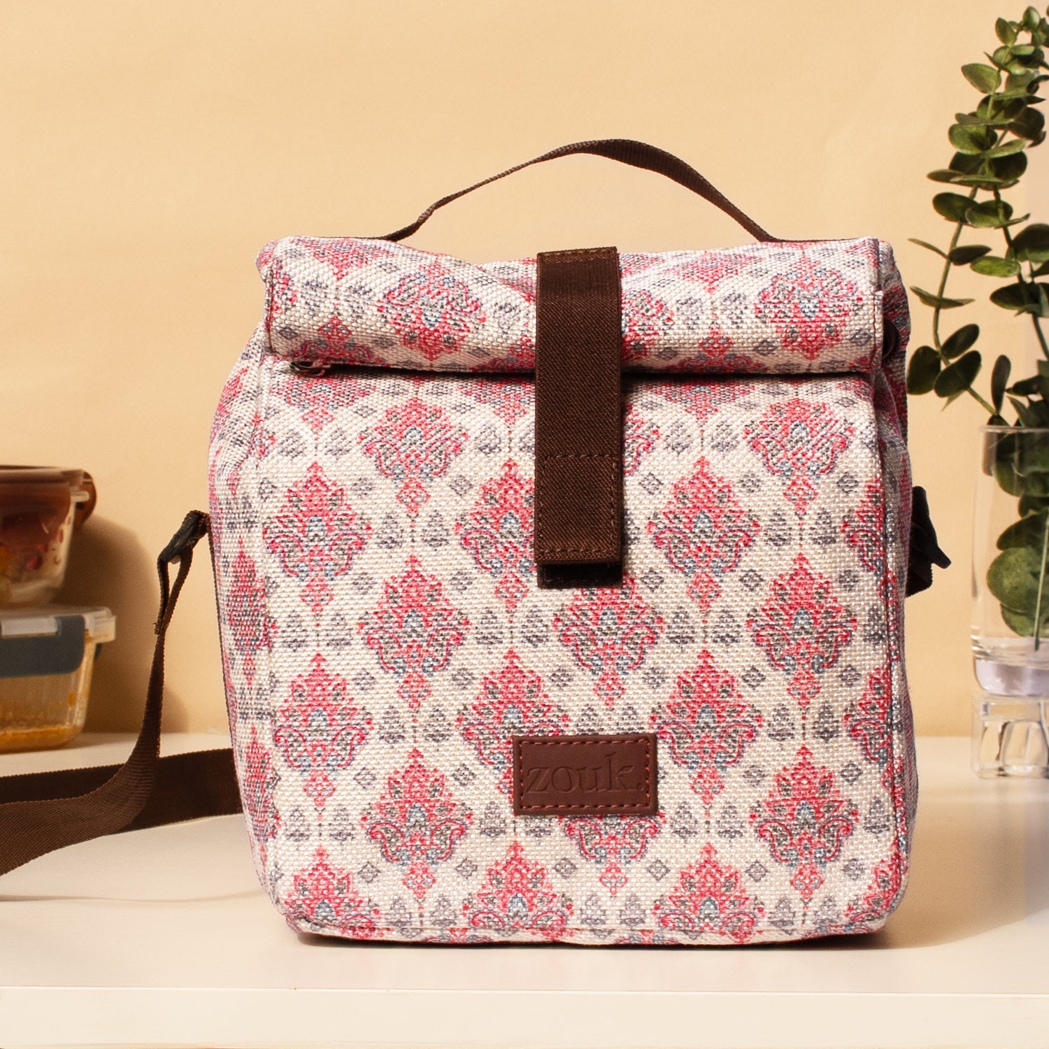 ZIP-Kashmiri Tulips Roll Up Lunch Bag