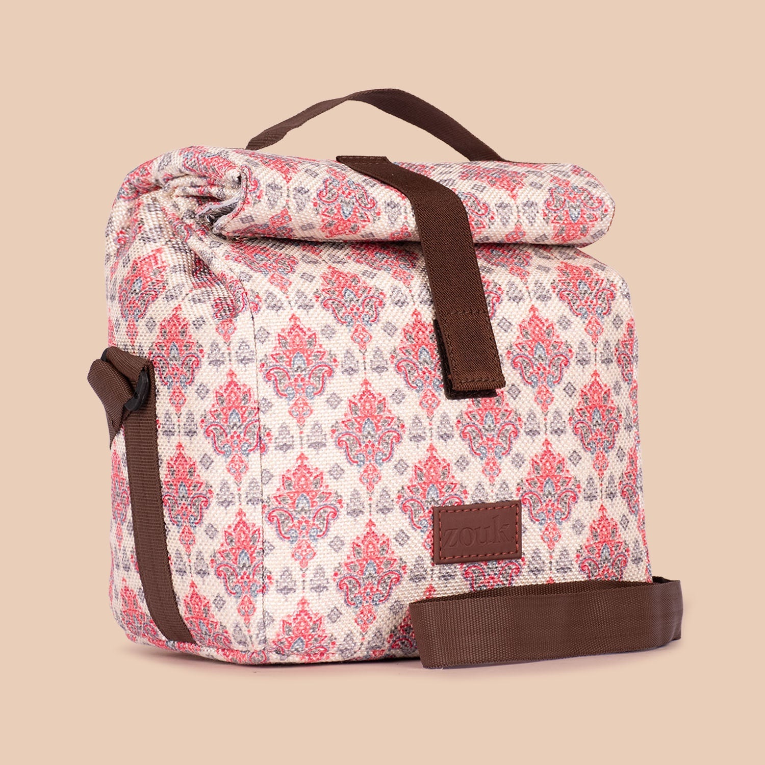 ZIP-Kashmiri Tulips Roll Up Lunch Bag