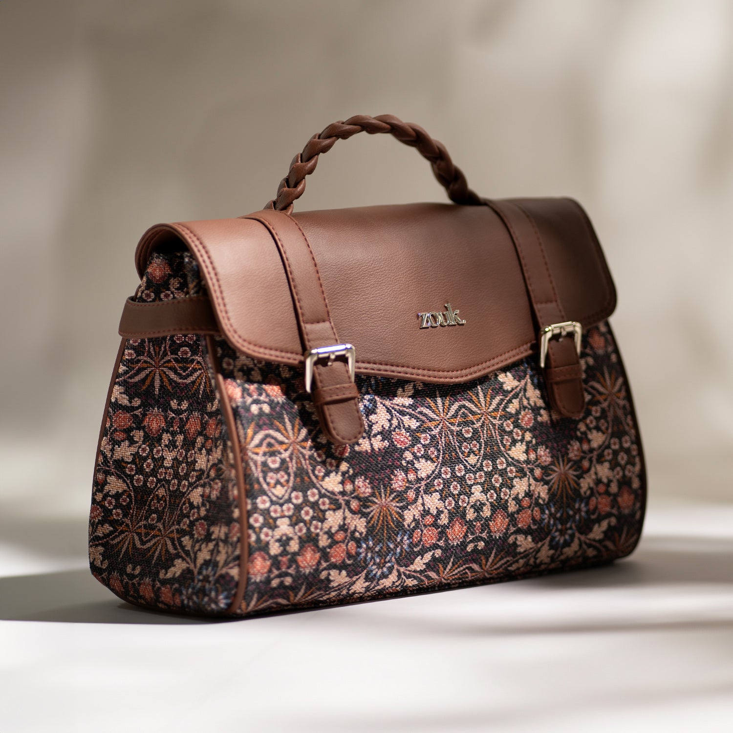 Konkona Heritage Satchel Bag - Kashmir Blooms