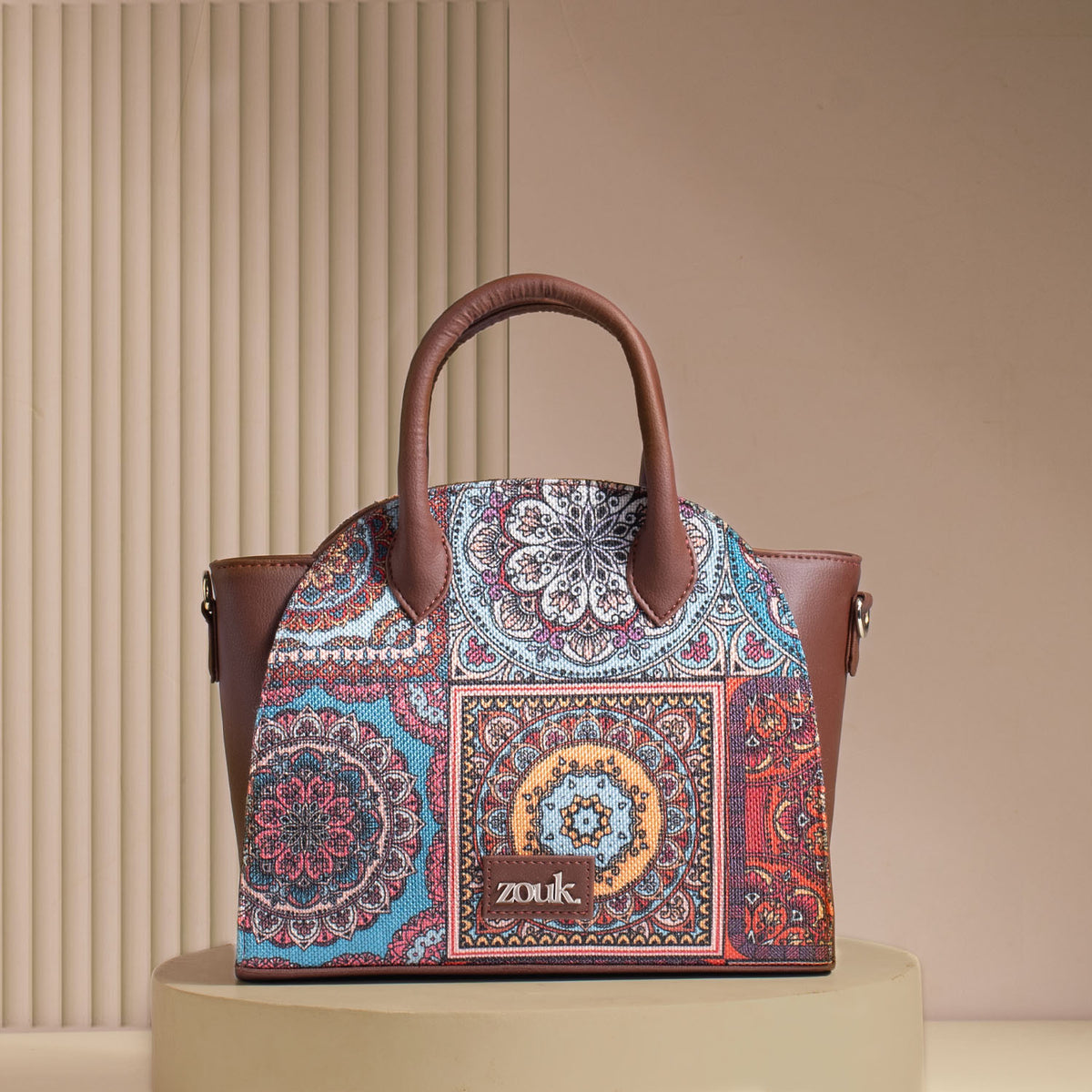 City Satchel Bag - Multicolor Mandala Print