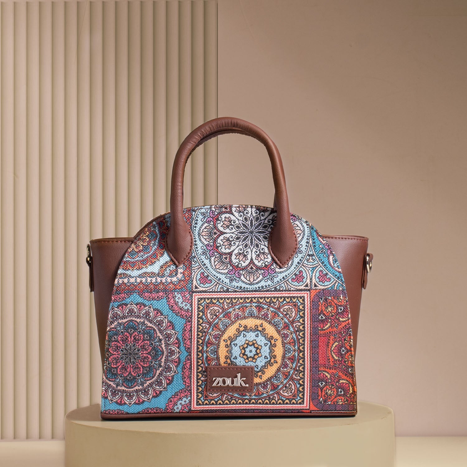 Konkona City Satchel Bag - Multicolor Mandala Print