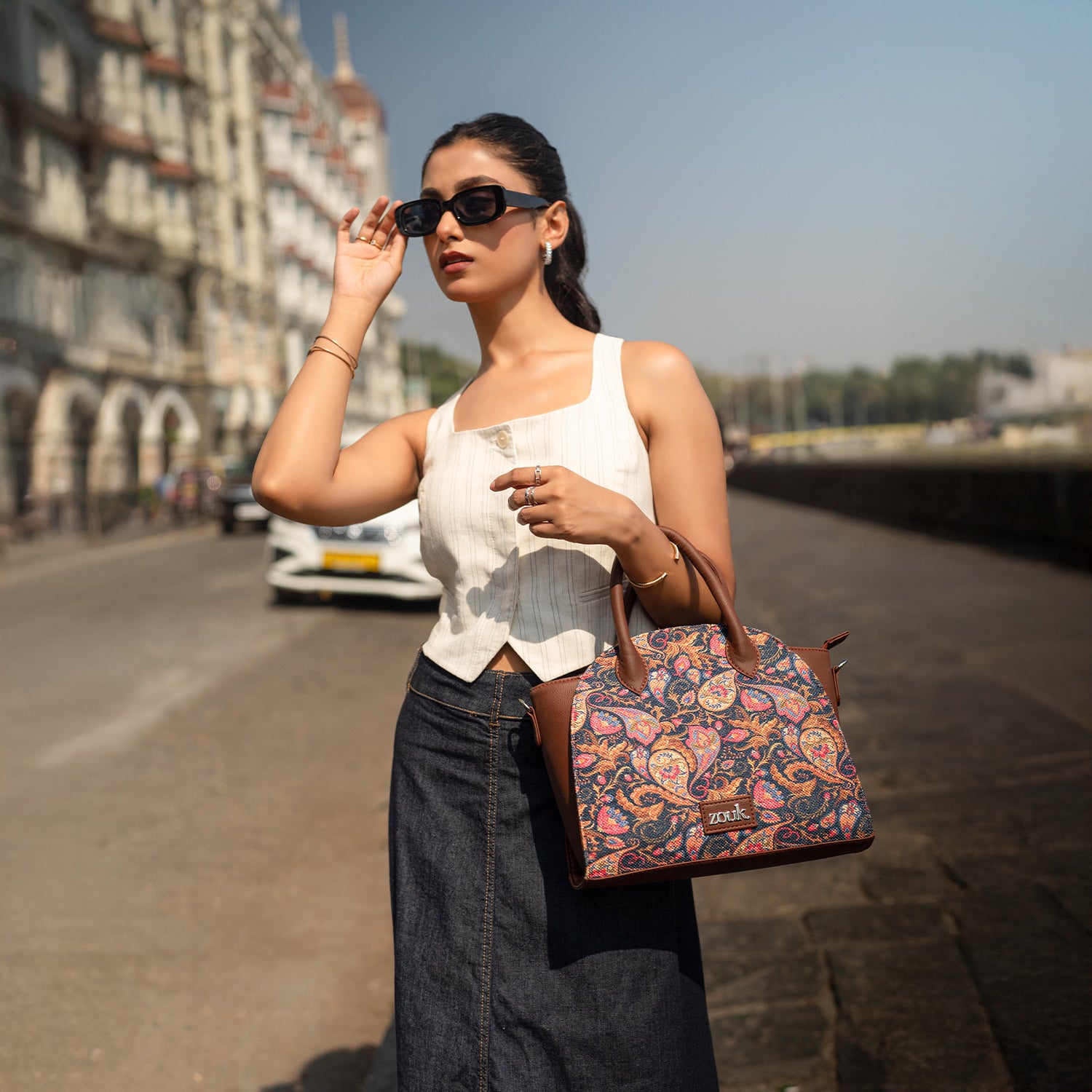 Konkona City Satchel Bag - Paisley Print