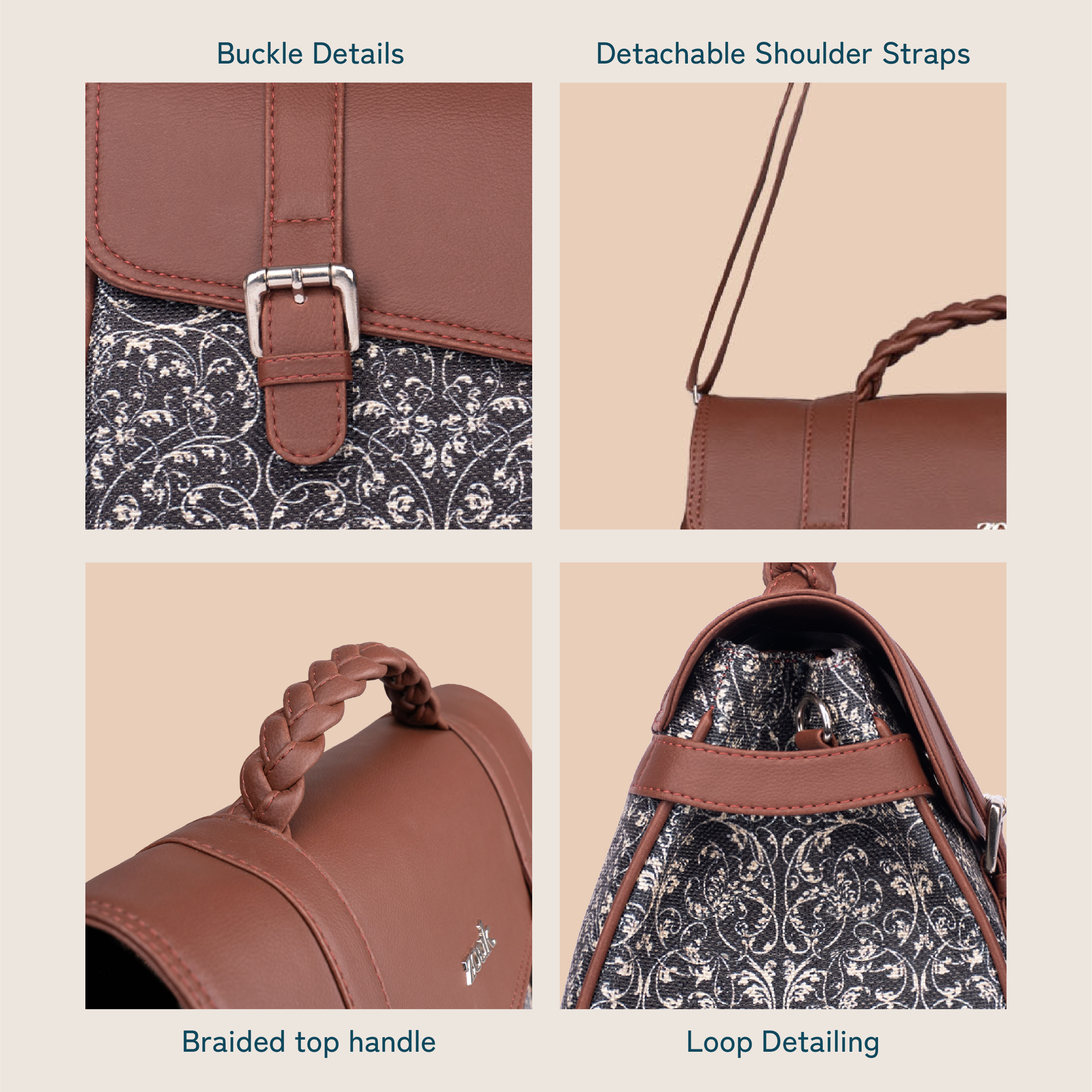 ZIP-Konkona Heritage Satchel Bag - Lattice Lace