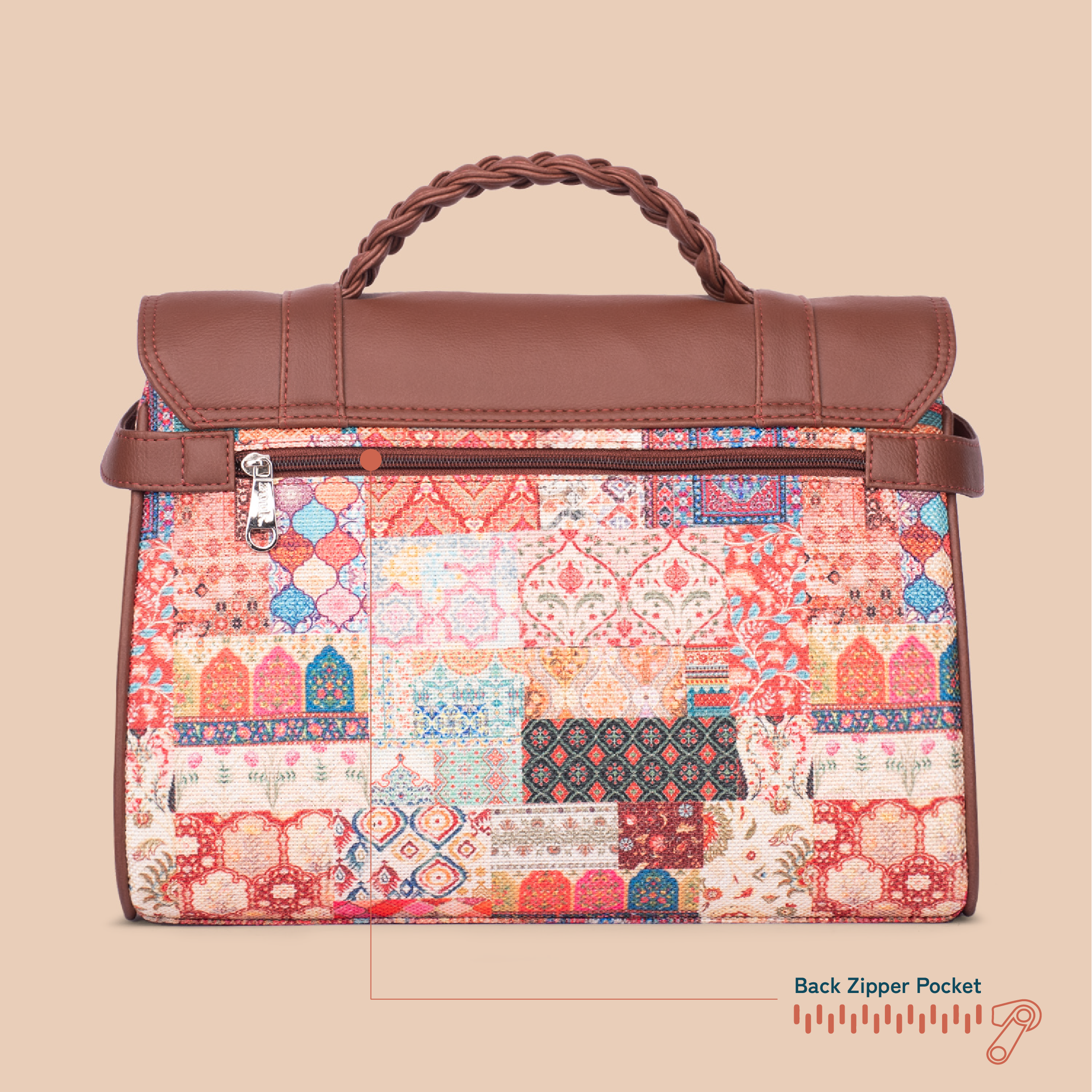 ZIP-Konkona Heritage Satchel Bag - Kutch Gamthi