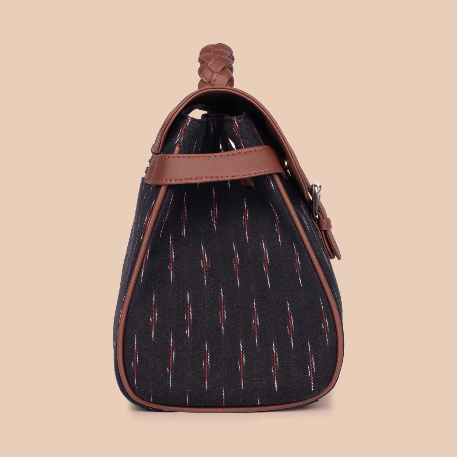 Konkona Heritage Satchel Bag - Ikat GreRed