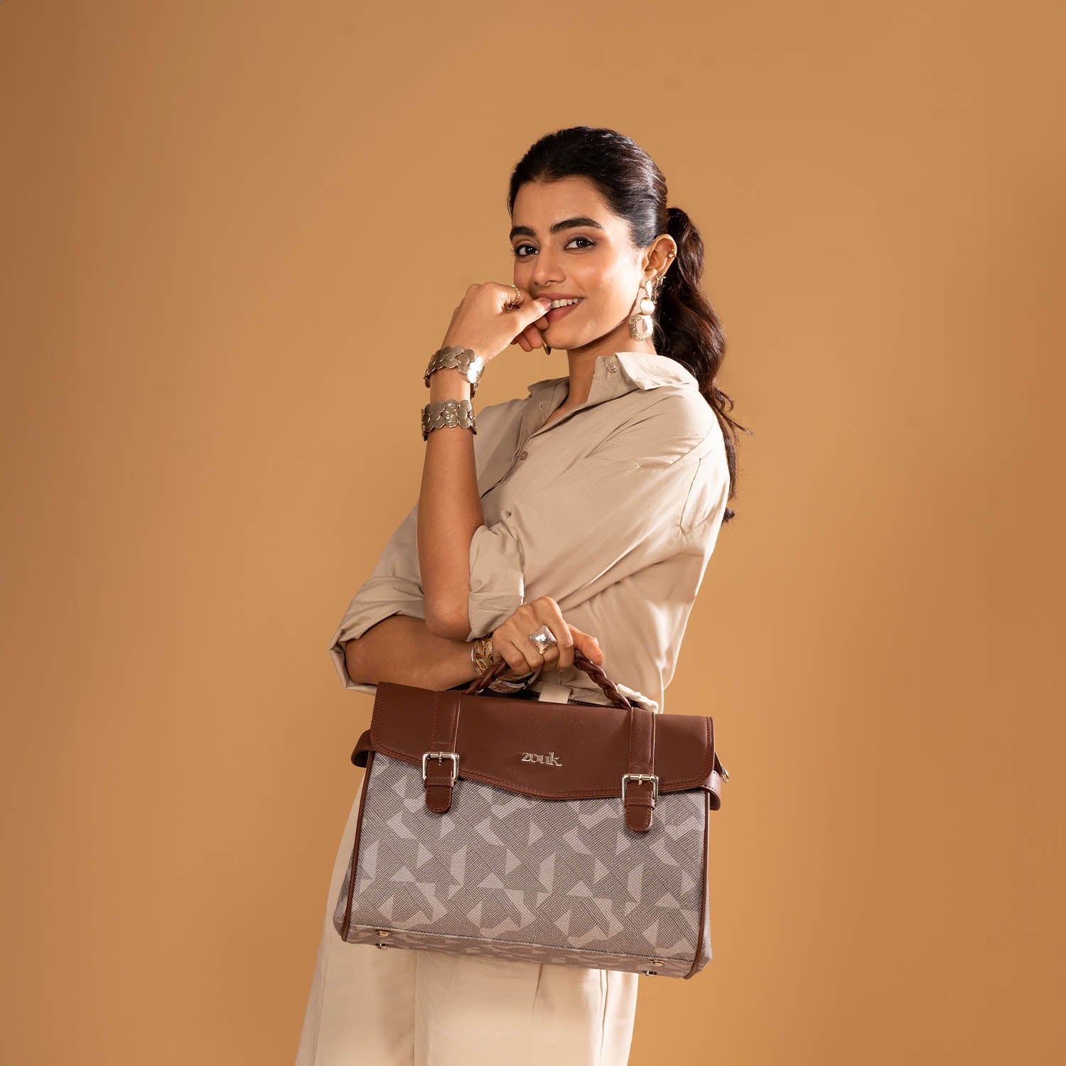 ZIP-Konkona Heritage Satchel Bag - Aravalli Abstract