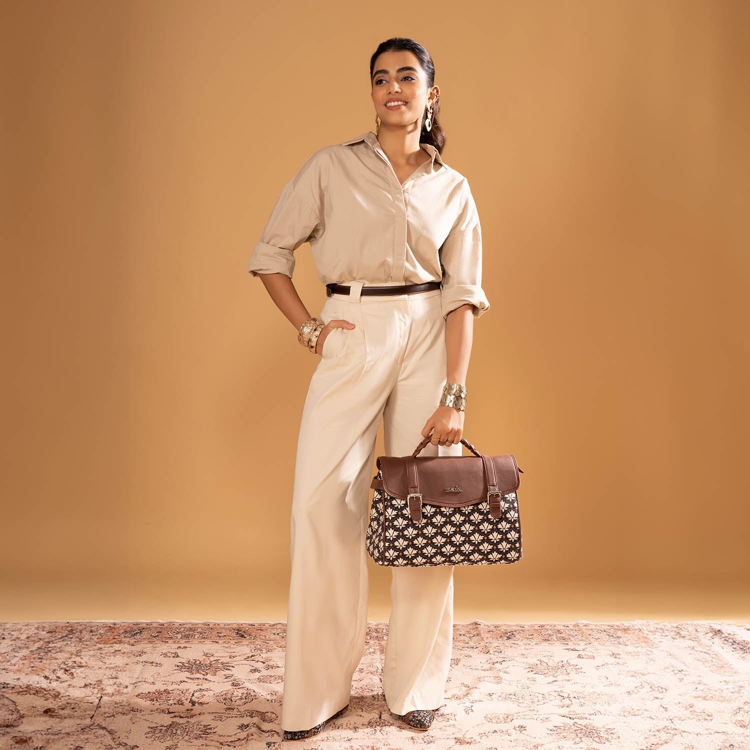 ZIP-Konkona Heritage Satchel Bag - Bidri Kaiser