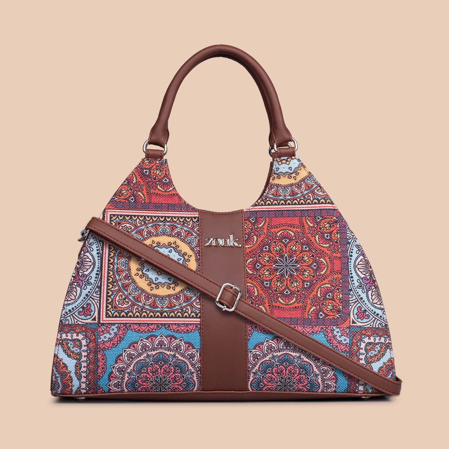 Konkona Statement Satchel Bag - Multicolor Mandala Print