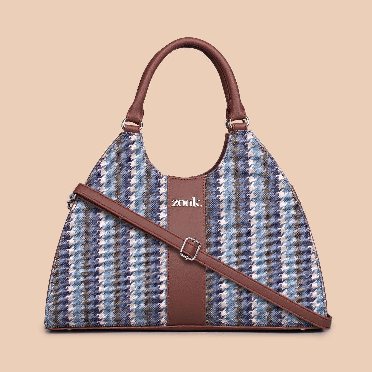 Konkona Statement Satchel Bag - Bombay Houndstooth