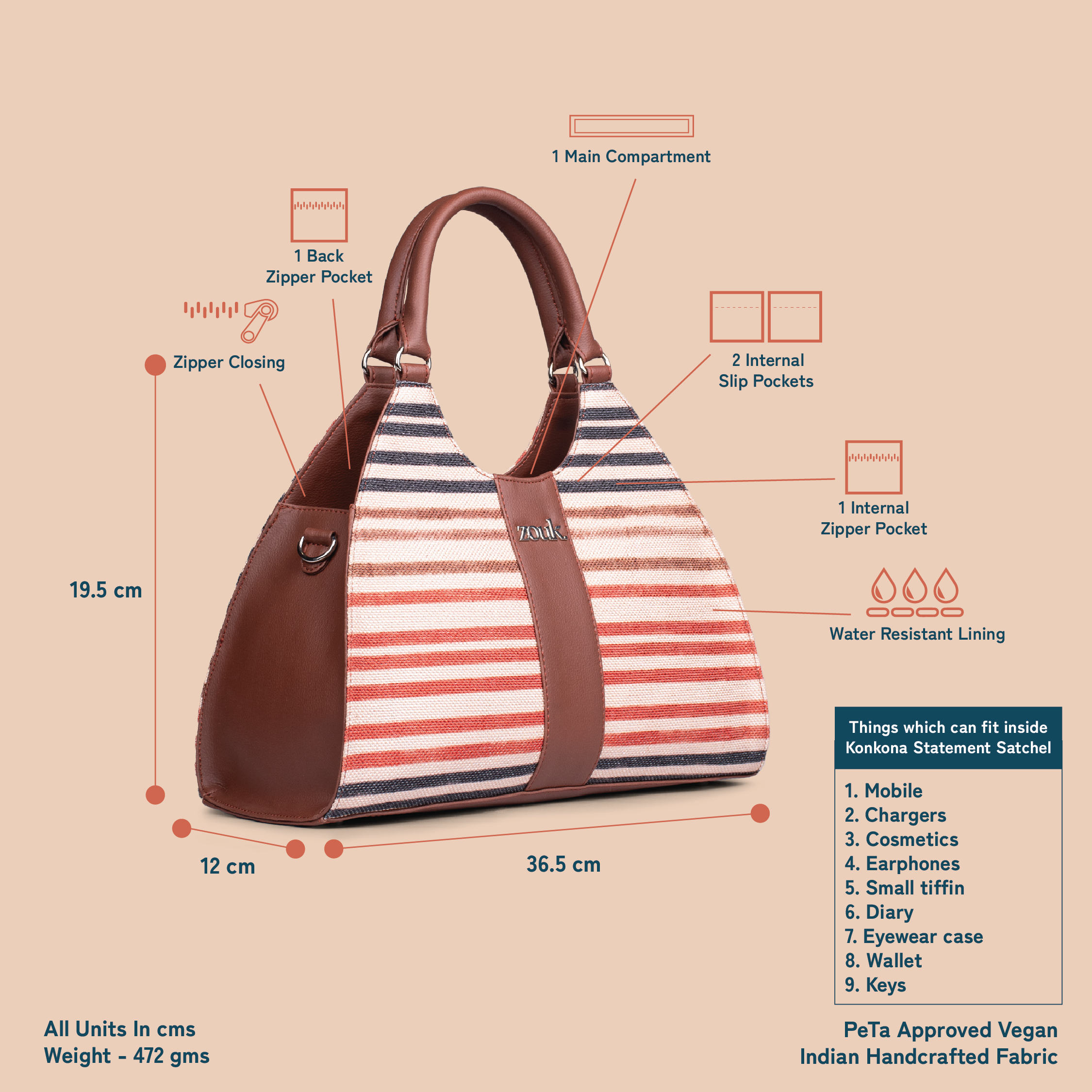 Konkona Statement Satchel Bag - Qutub Stripes