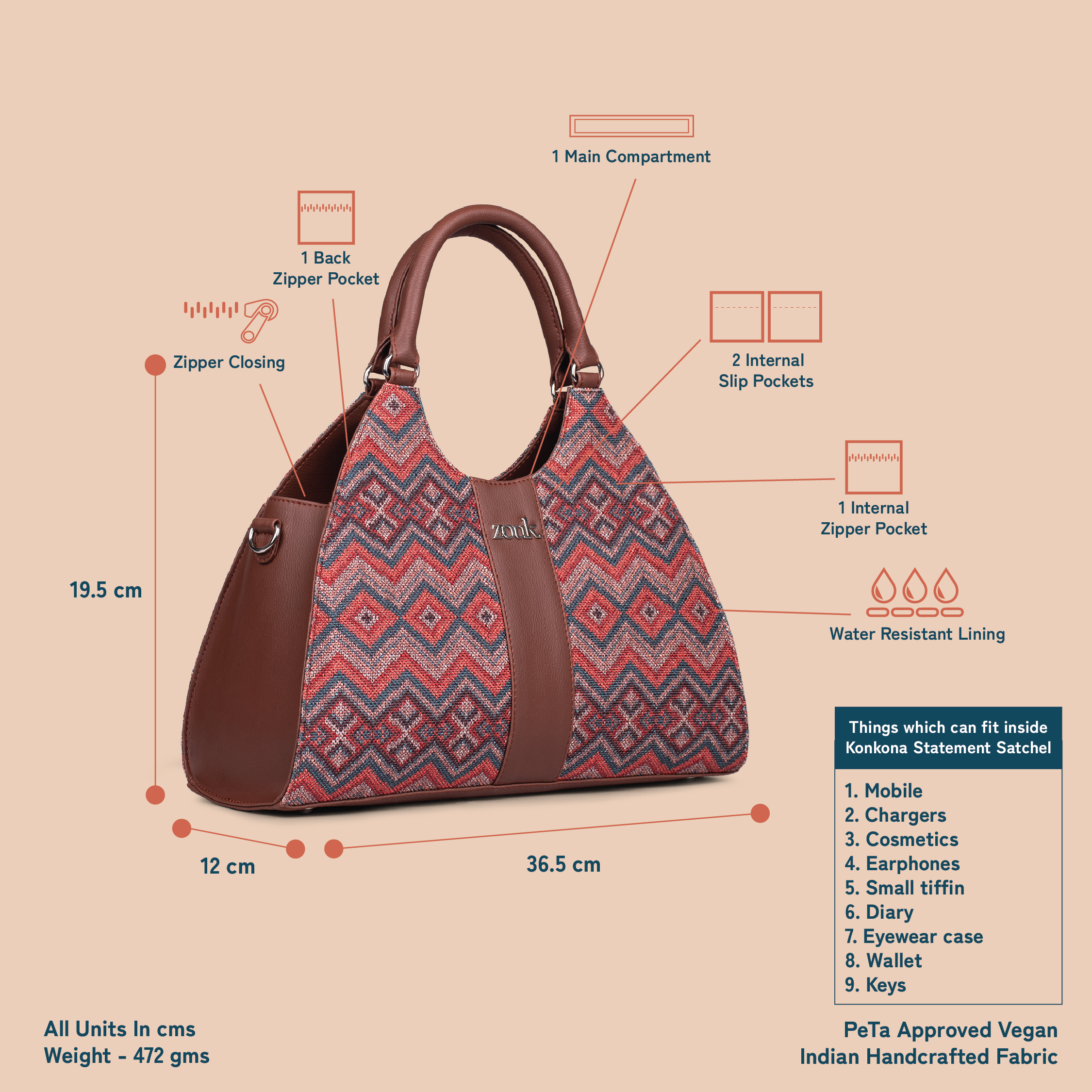 Konkona Statement Satchel Bag - Gwalior Weaves