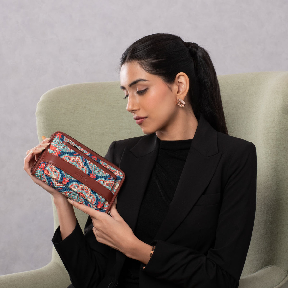 Kovil Blue Classic Zipper Wallet