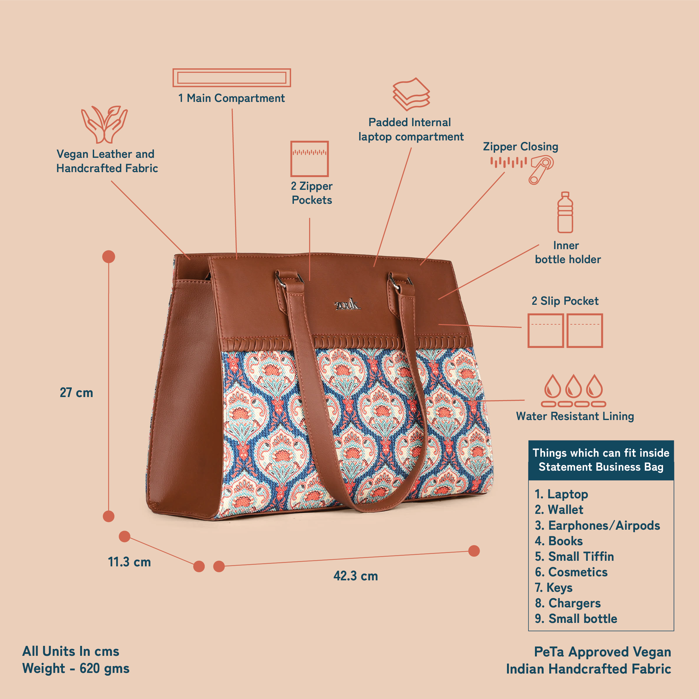 ZIP-Kovil Blue Statement Business Bag