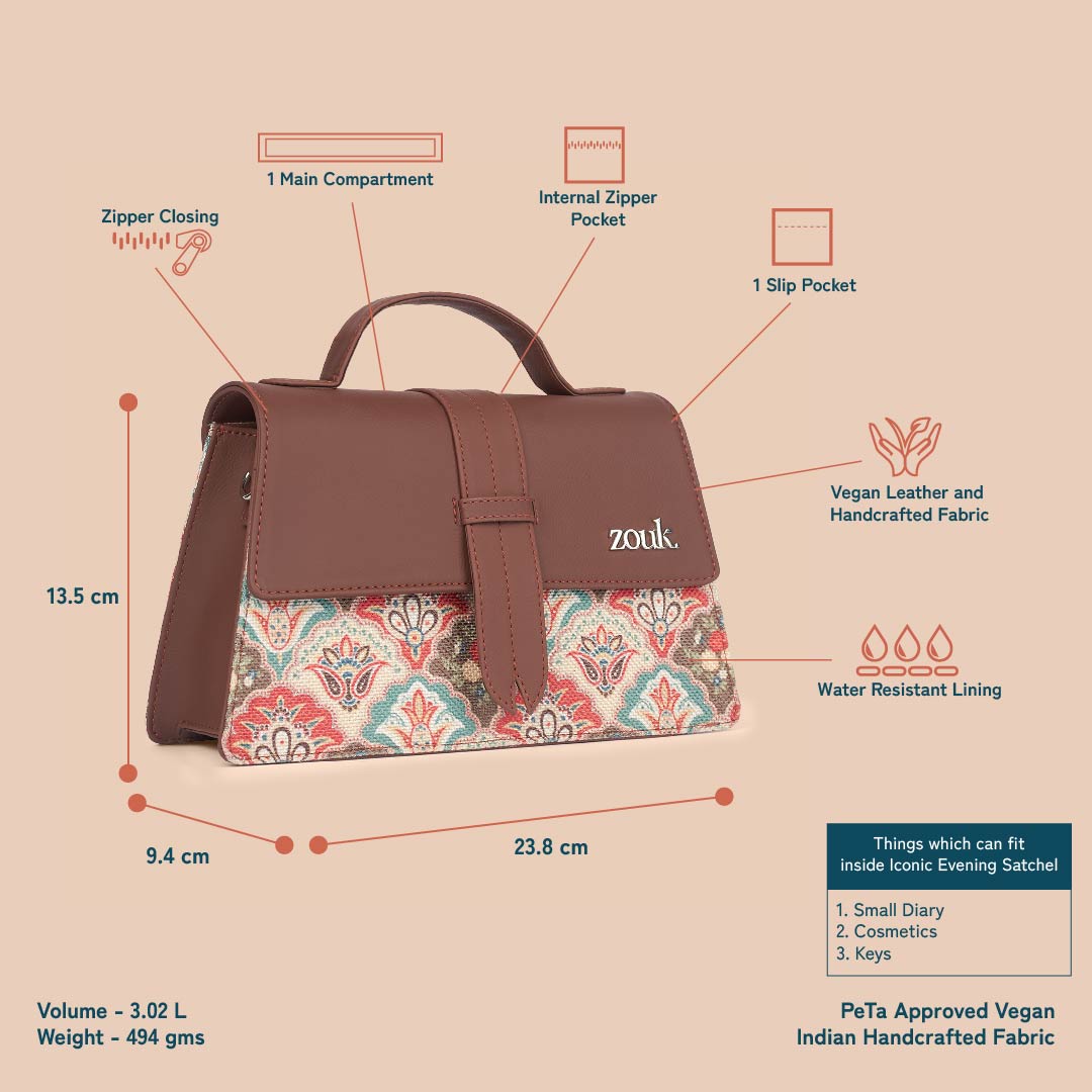 ZIP-Kriti Sanon - Mughal Art Multicolor Iconic Evening Satchel