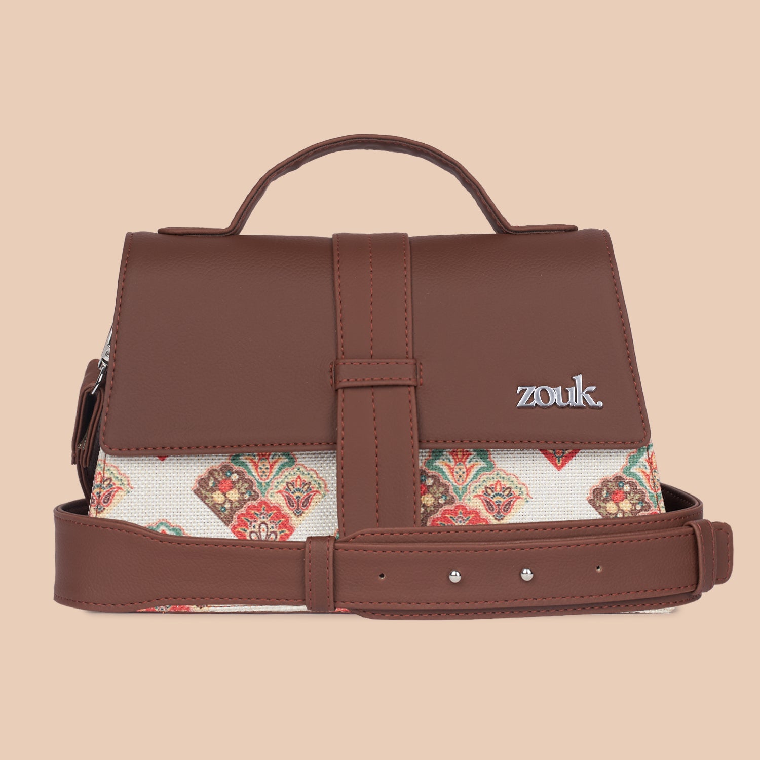 ZIP-Seashell Motif White Iconic Evening Satchel