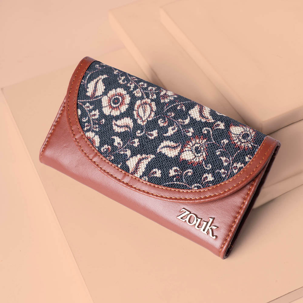 ZIP-Chittoor Blue Kalamkari Kyra Flap Wallet