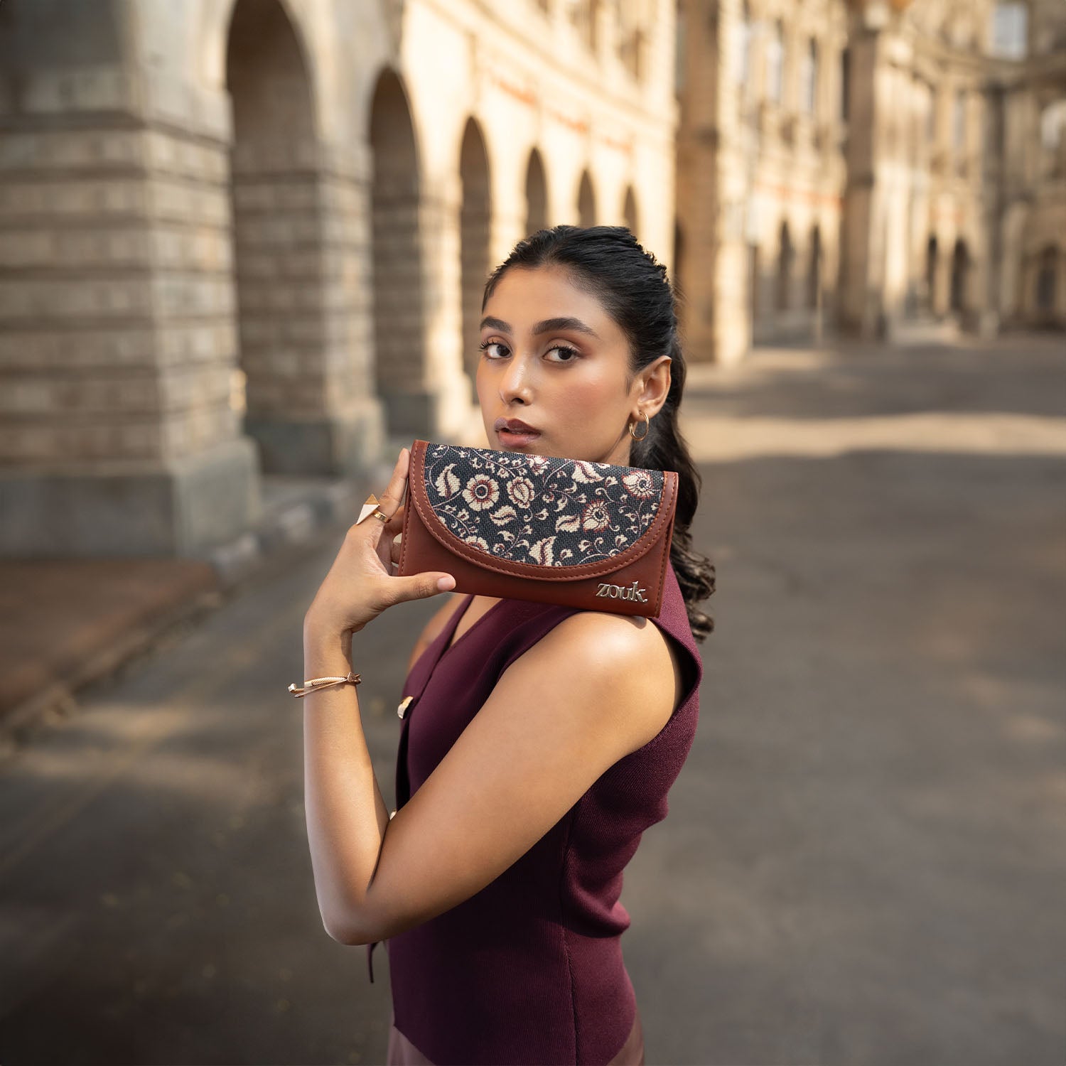 Chittoor Blue Kalamkari Kyra Flap Wallet