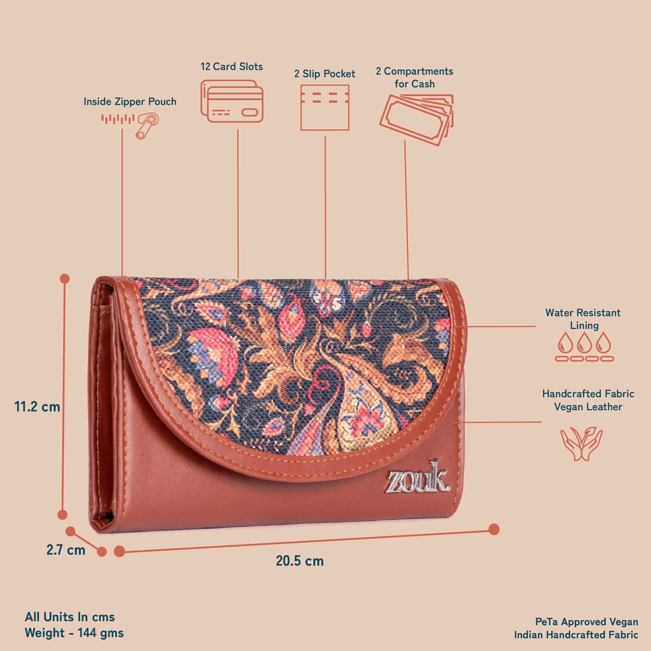 Paisley Print Kyra Flap Wallet