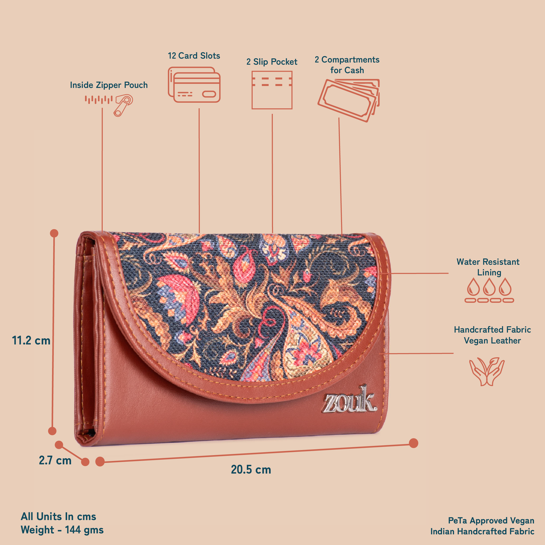 ZIP-Paisley Print Kyra Flap Wallet