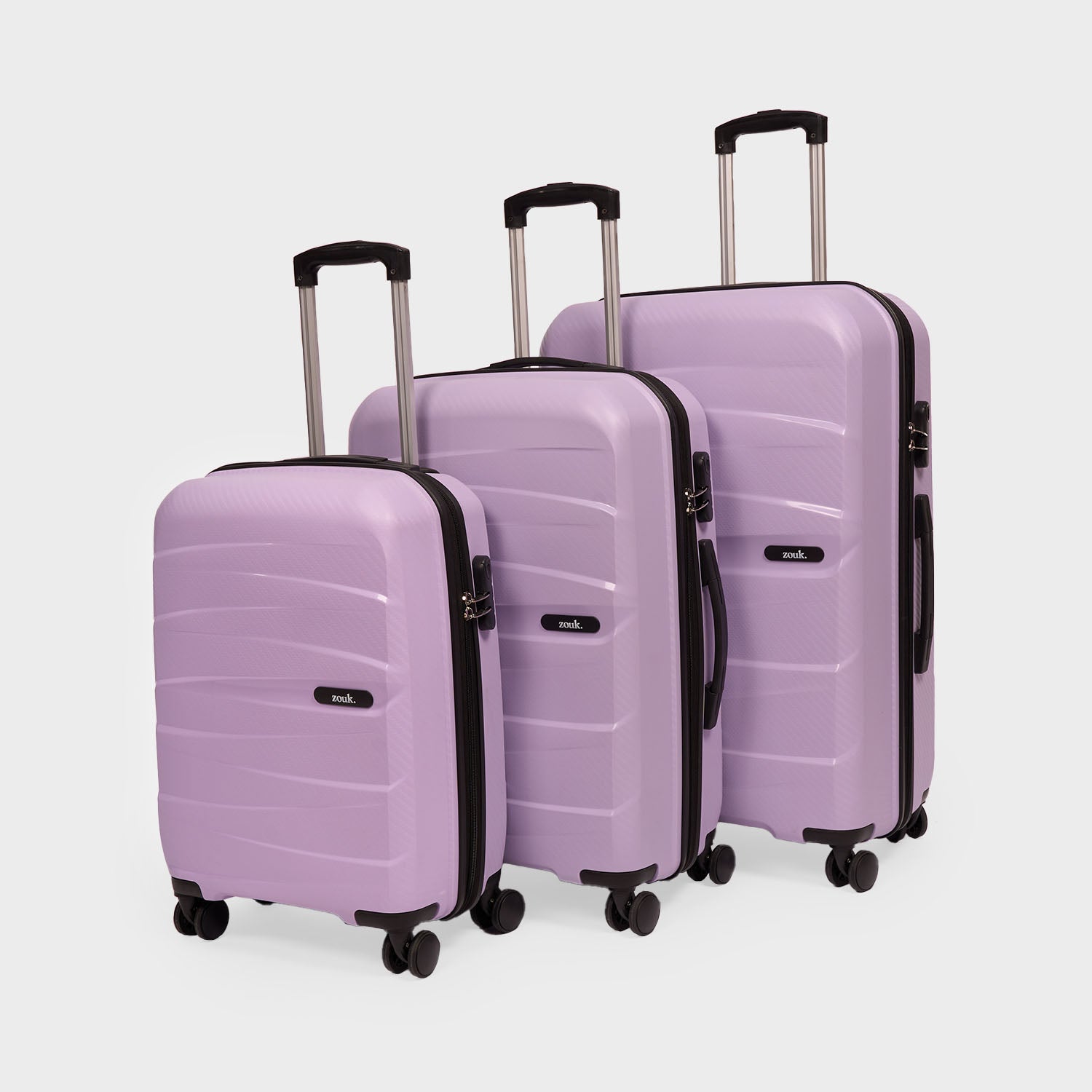 Lilac Aira Trolley Bag Combo - Set of 3 (Cabin & Medium & Large)