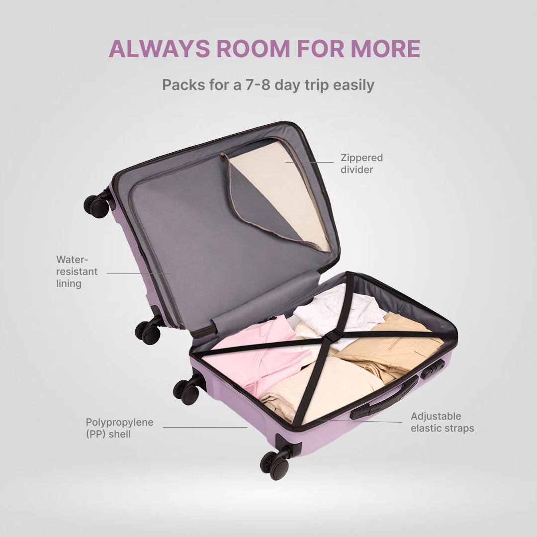 Lilac Aira Trolley Bag Combo (Cabin & Medium)