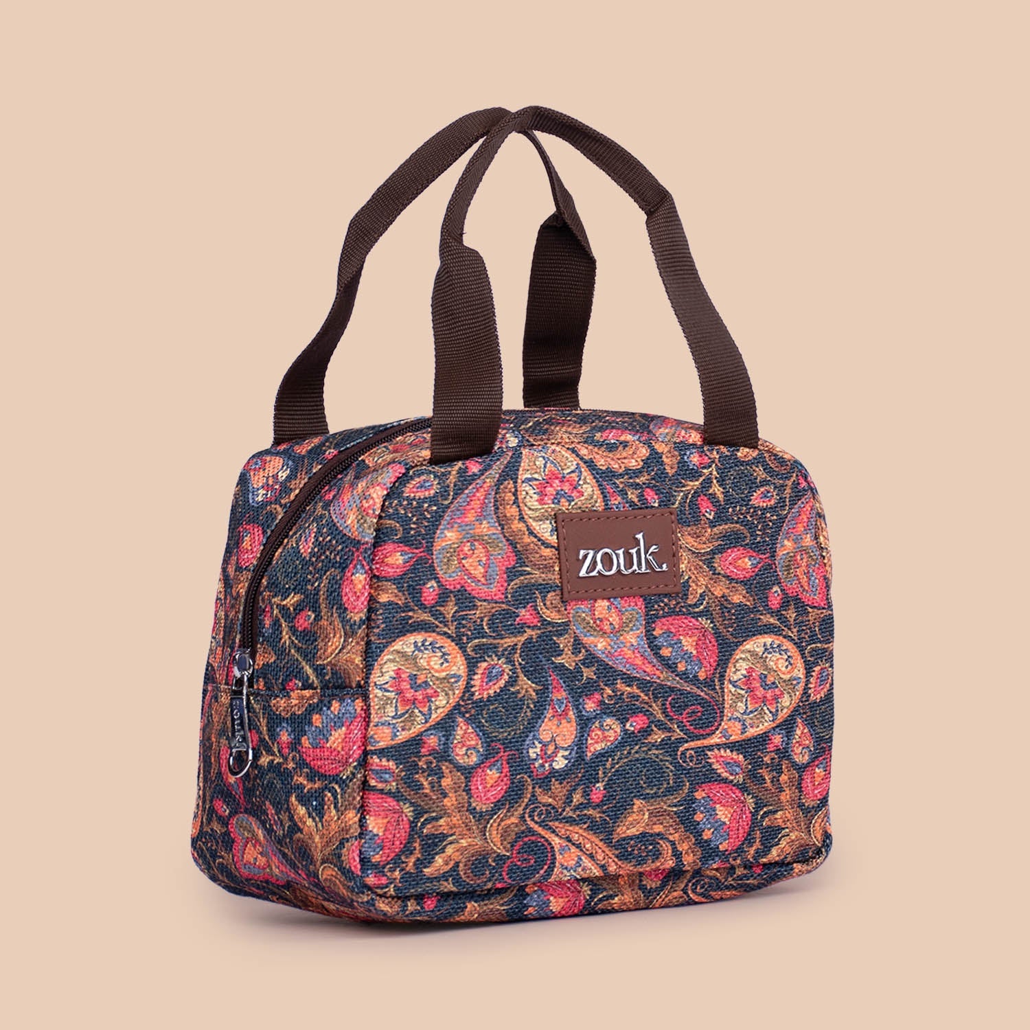 ZIP-Paisley Print Lunch Bag