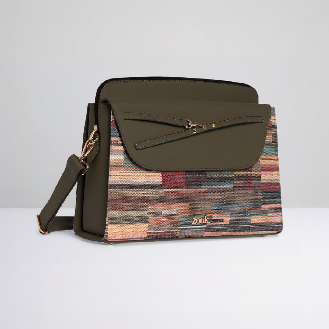Chettinad Contour Maven Office Handbag (Olive)