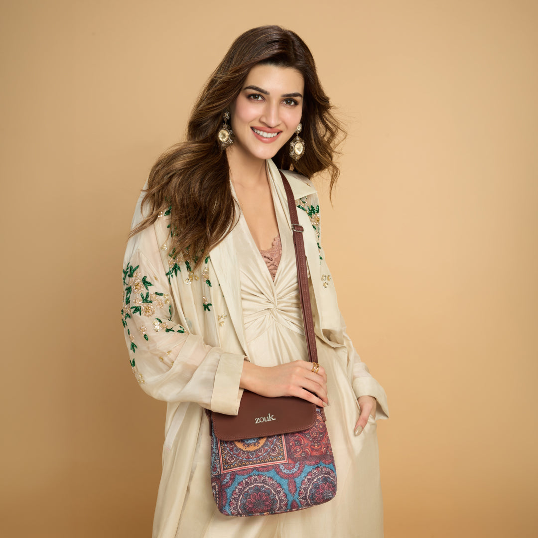 Multicolor Mandala Print Flap Sling Bag
