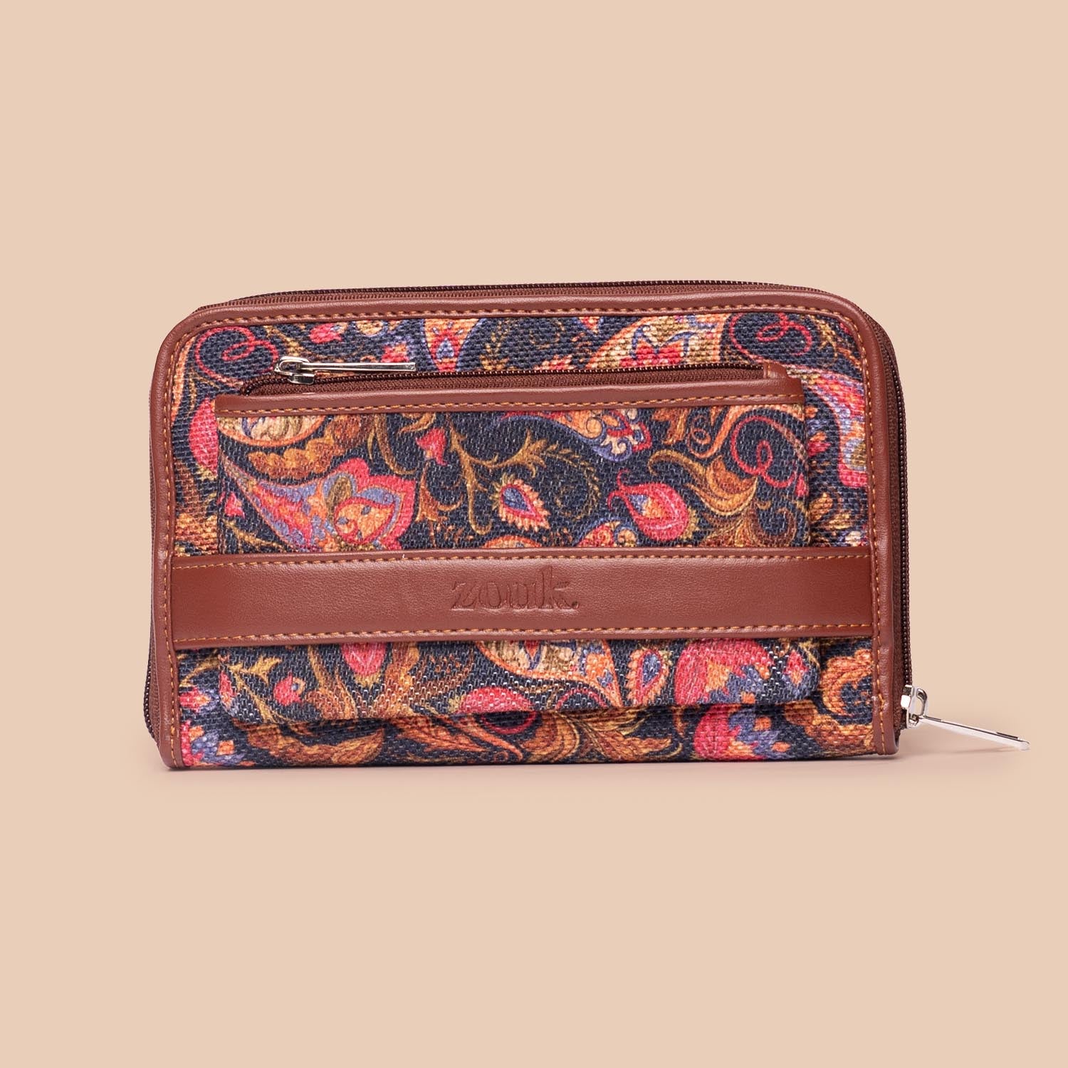 Taj Nakashi & Paisley Print - Flap Sling Bag & Classic Zipper Wallet Combo