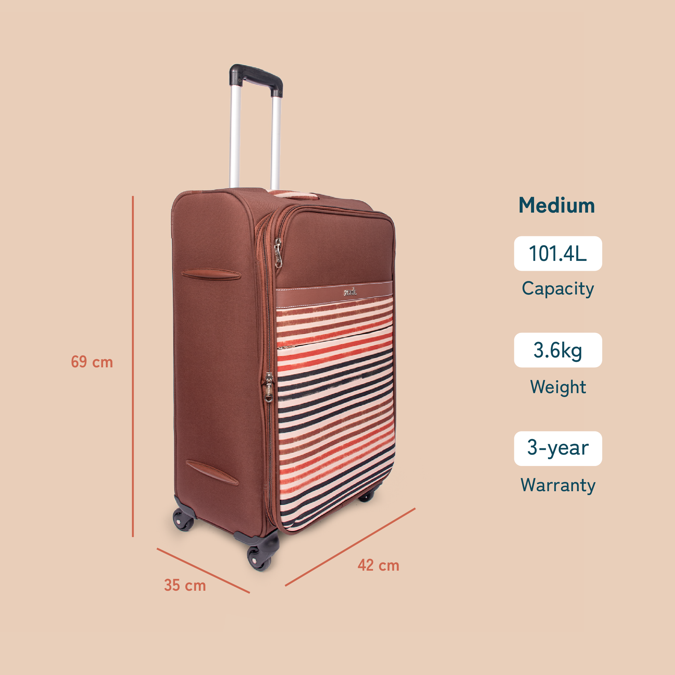 Qutub Stripes Avasa Trolley Bag Combo (Medium & Large)