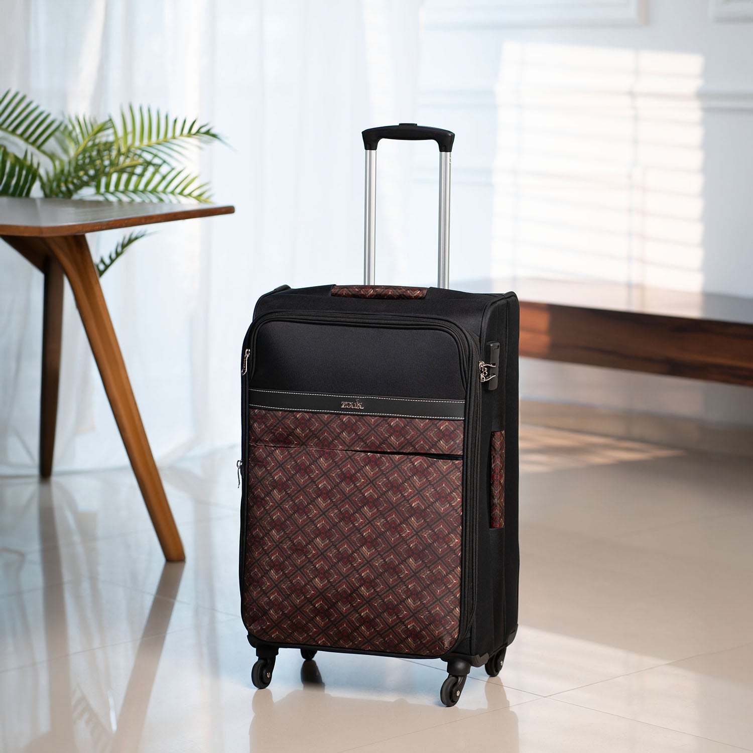 ZIP-Amritsar Phulkari Avasa Trolley Bag (Black)