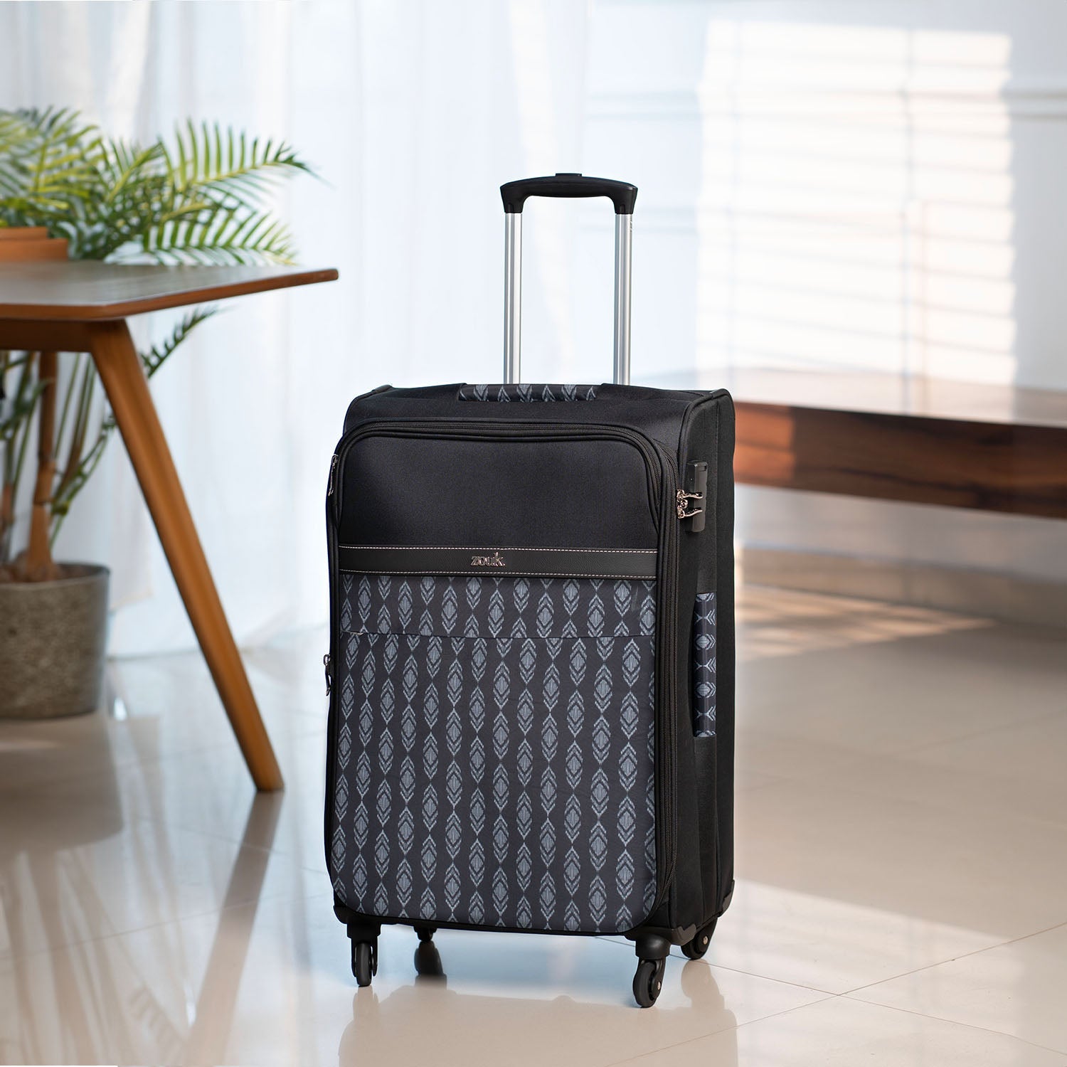 ZIP-Hyderabad Ikat Avasa Trolley Bag (Black)