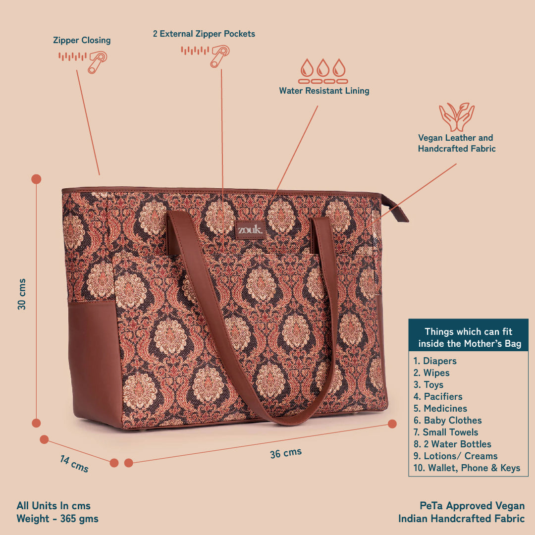 Jodhpur Damask Mother's Bag