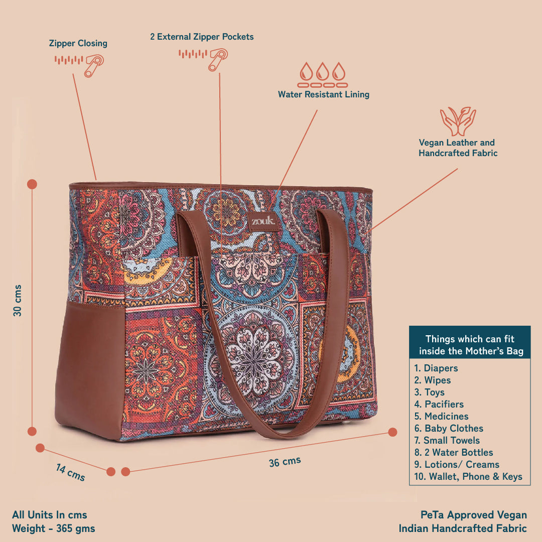 Multicolor Mandala Print Mother's Bag