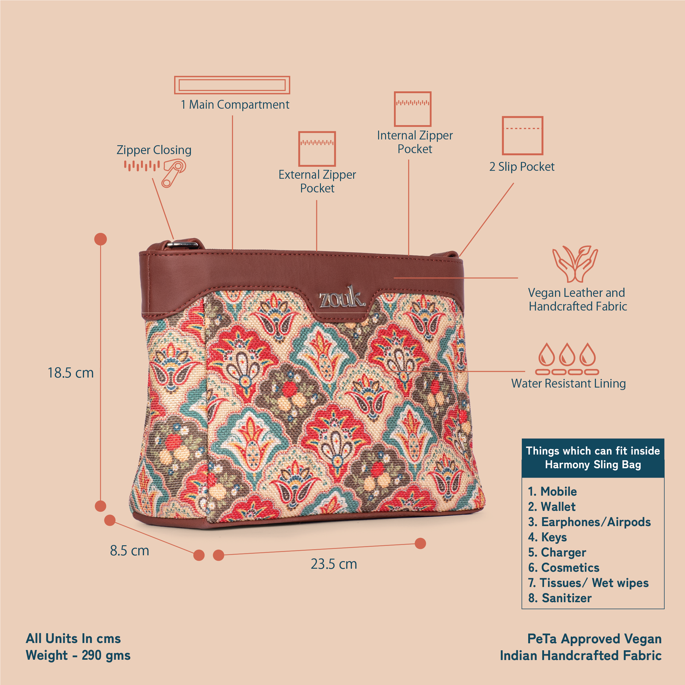 Mughal Art Multicolor Harmony Sling Bag