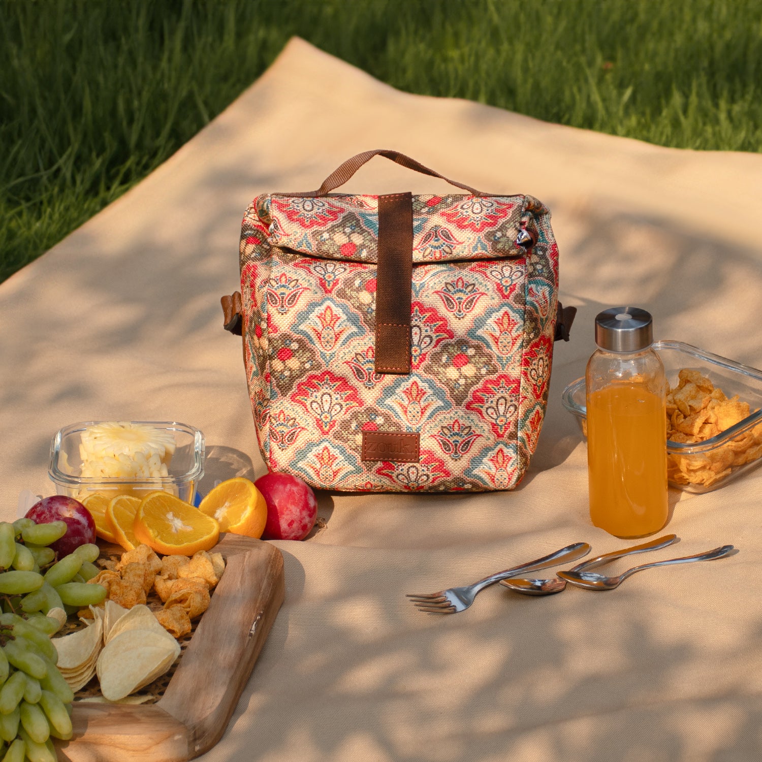 Mughal Art Multicolor Roll Up Lunch Bag