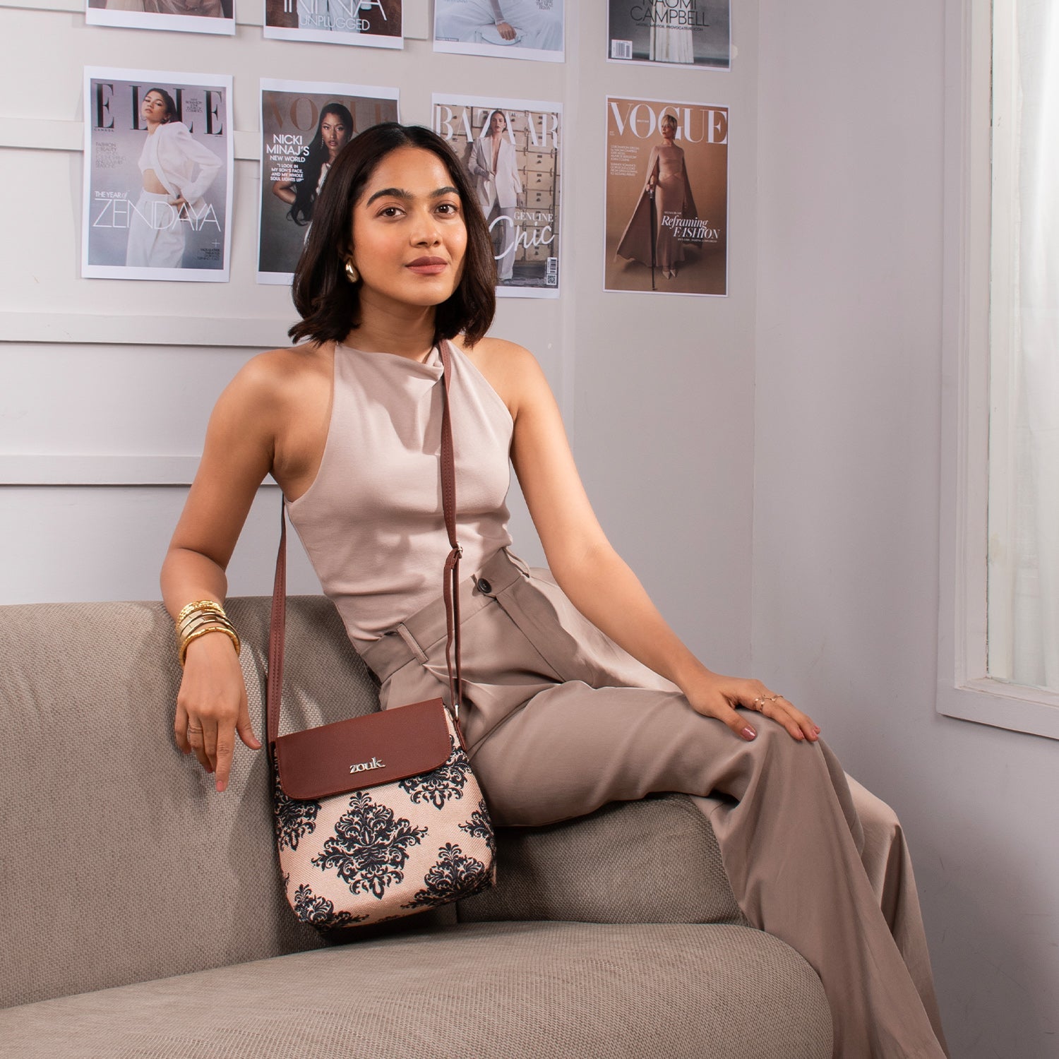 Mughal Motif Flap Sling Bag