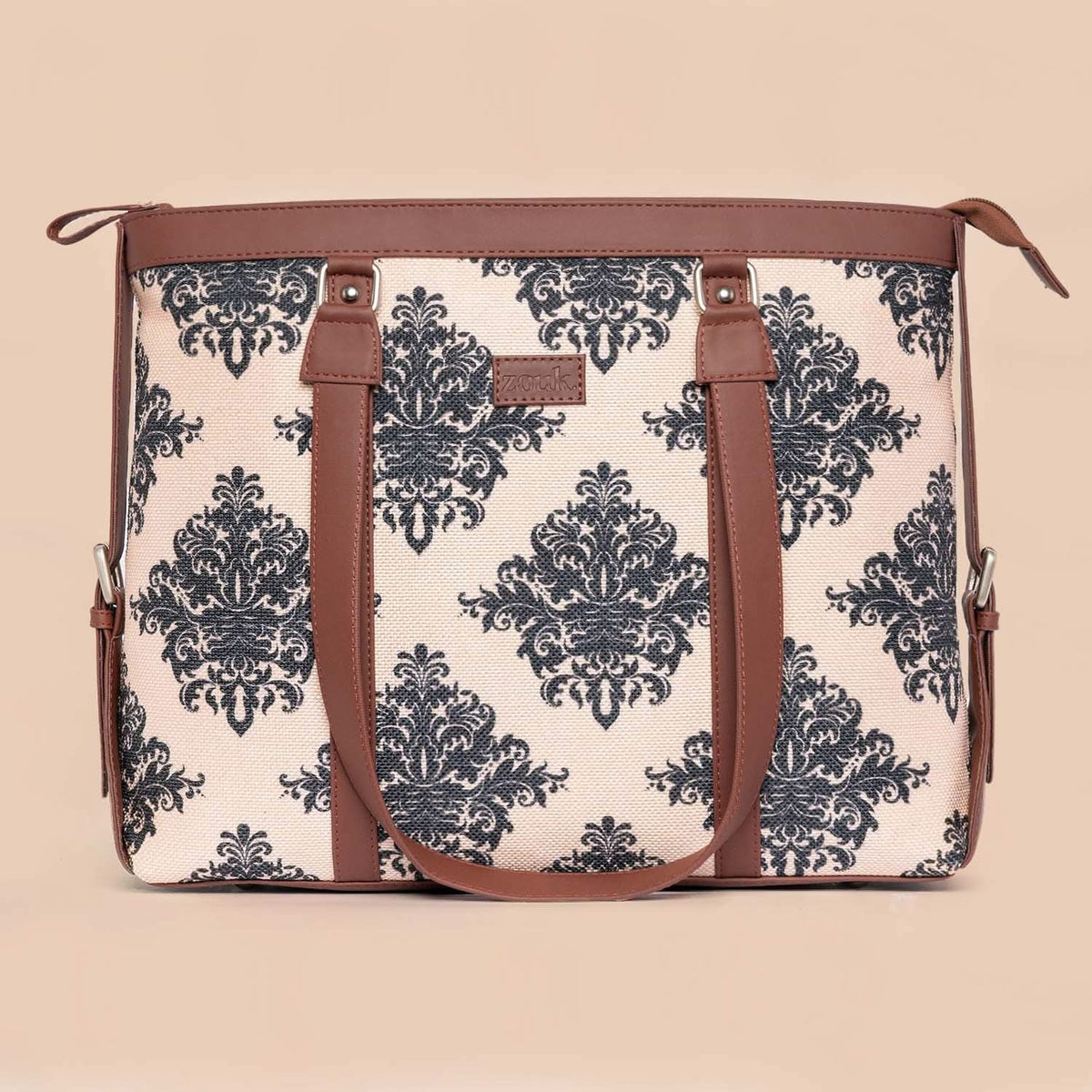 Mughal Motif & Tidal Wave - Women's Office Bag & Classic Zipper Wallet Combo