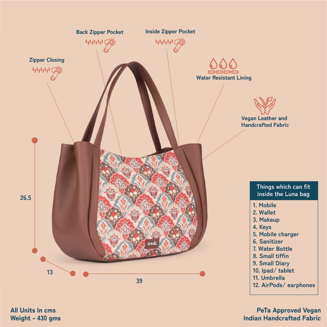 ZIP-Mughal Art Multicolor Luna Handbag