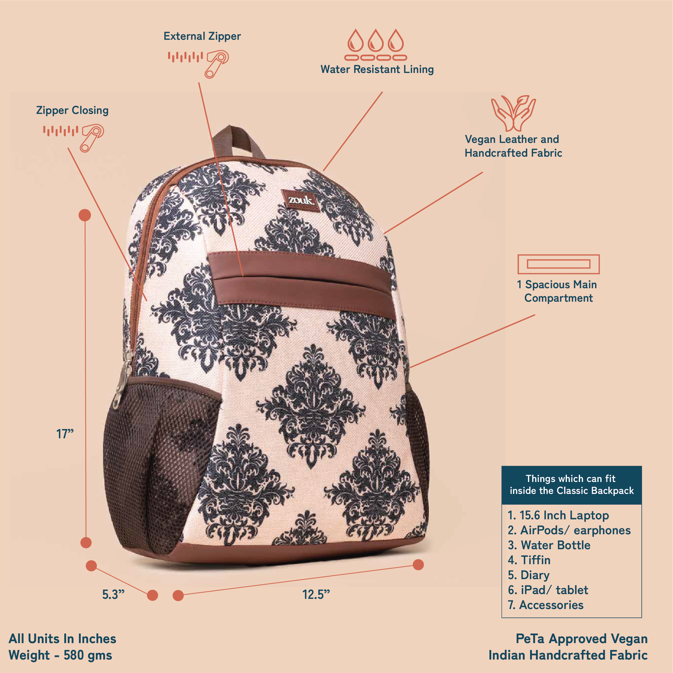 Mughal Motif Classic Backpack