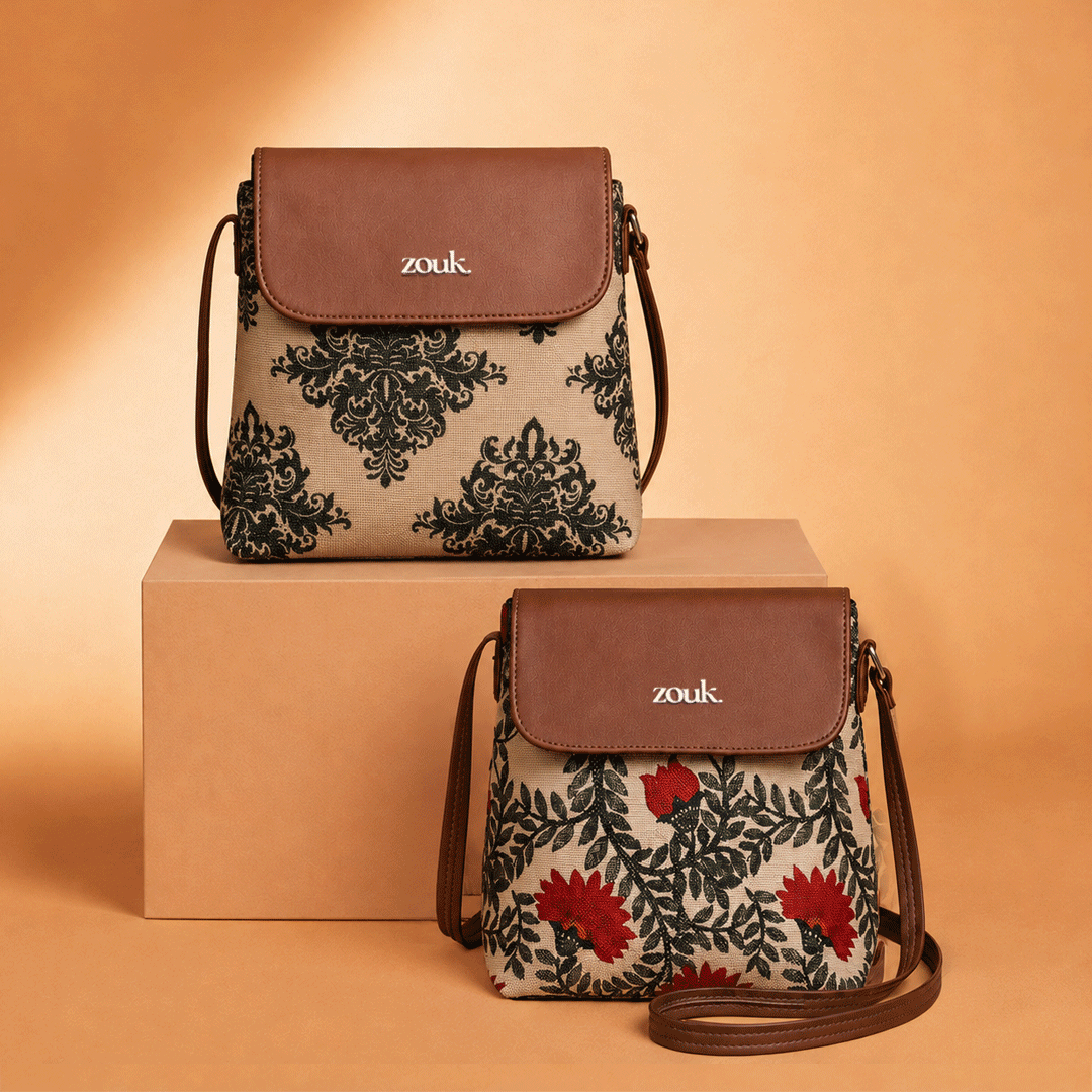Mughal Motif & Nawabi Couture Flap Sling Bag Combo