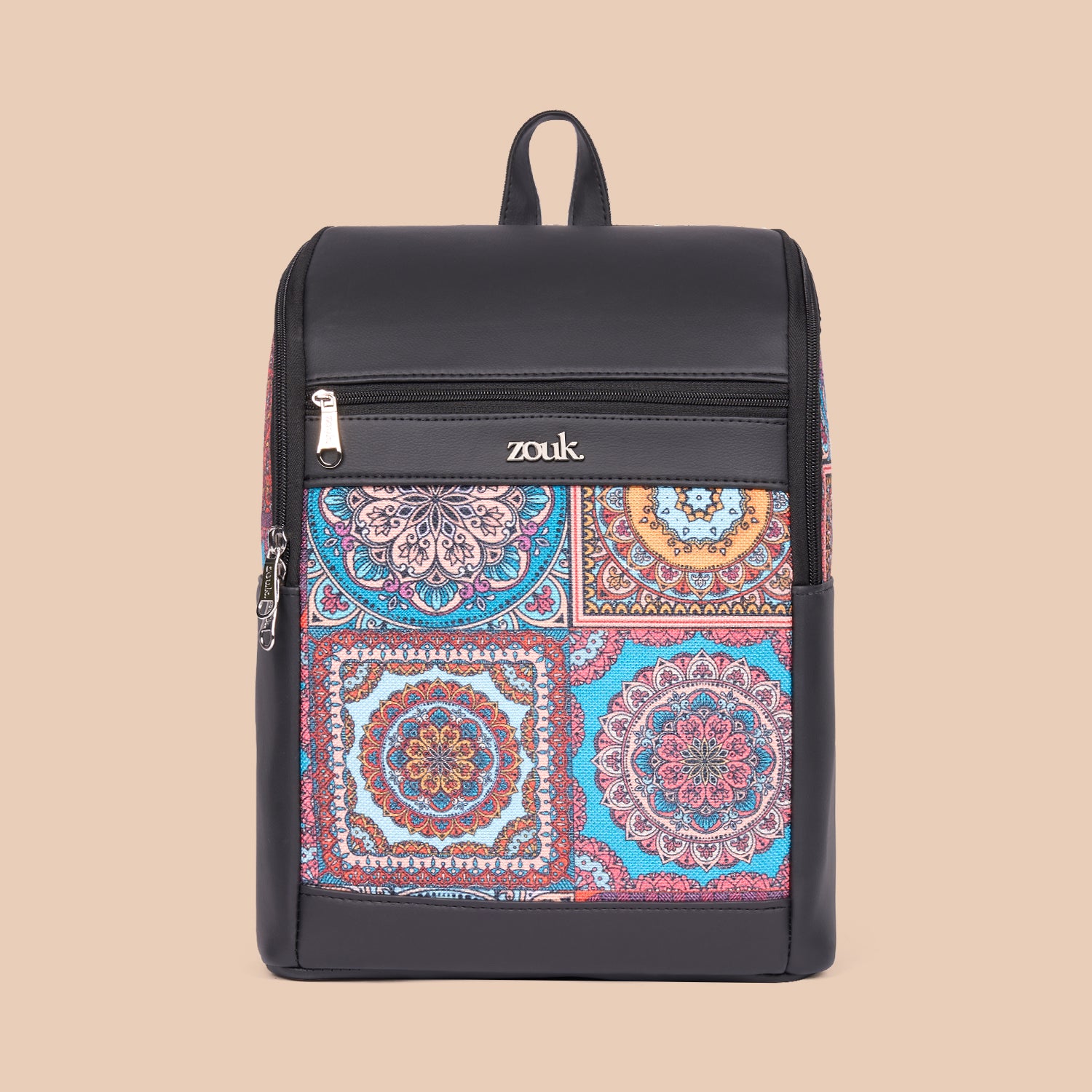 Multicolor Madala Print Amalia Backpack (Black)