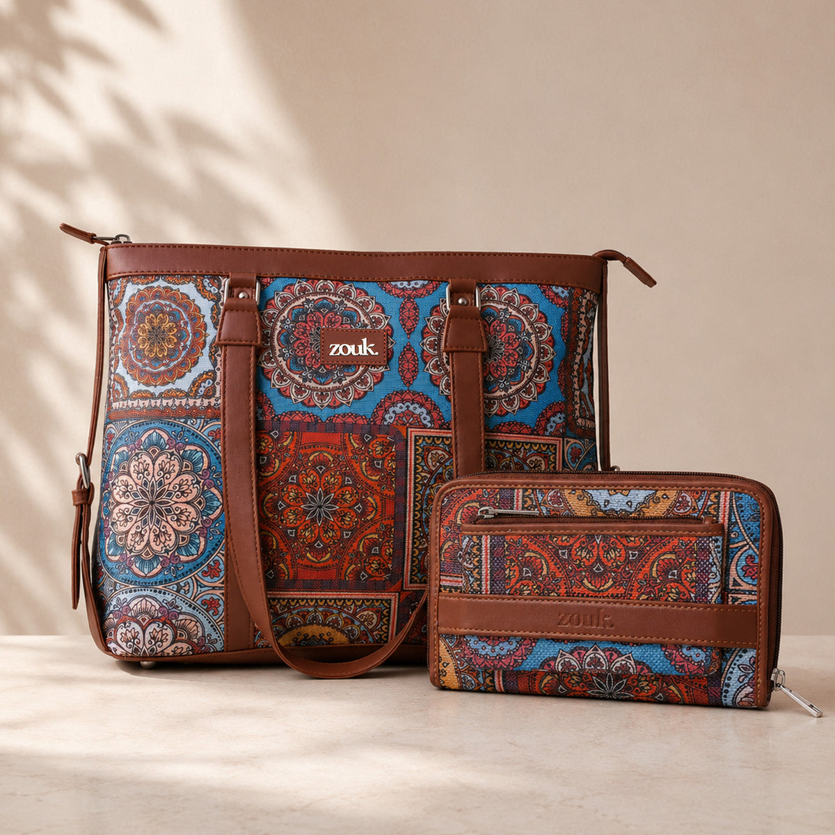Multicolor Mandala Print - Office Bag & Classic Zipper Wallet Combo