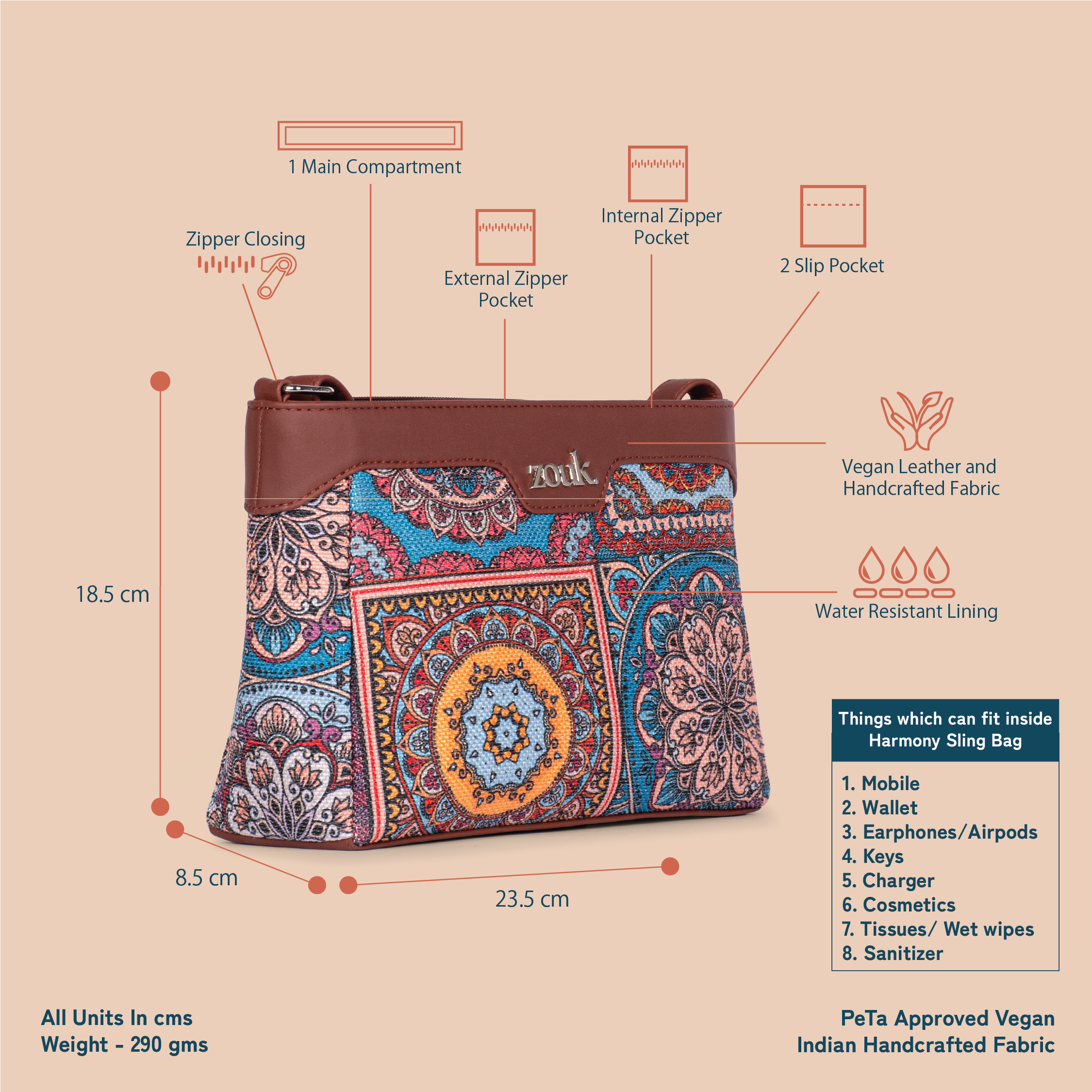 Multicolor Mandala Print Harmony Sling Bag