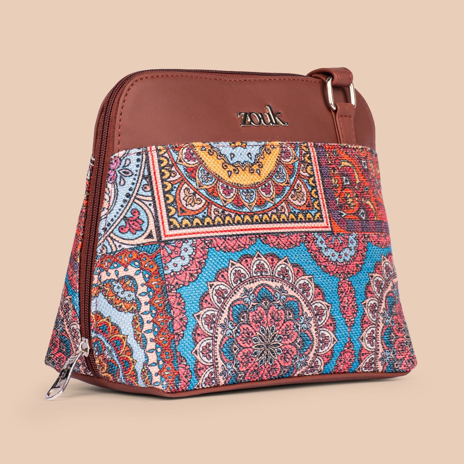 ZIP-Multicolor Mandala Print OOO Sling Bag