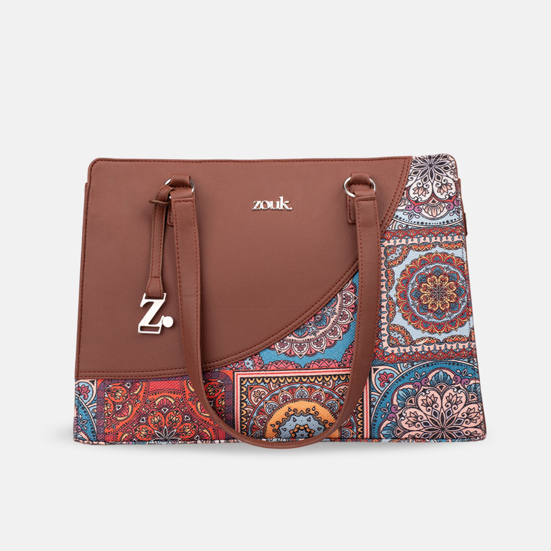 Multicolor Mandala Print Office Essential Bag & Flap Sling Bag & Chain Wallet Combo